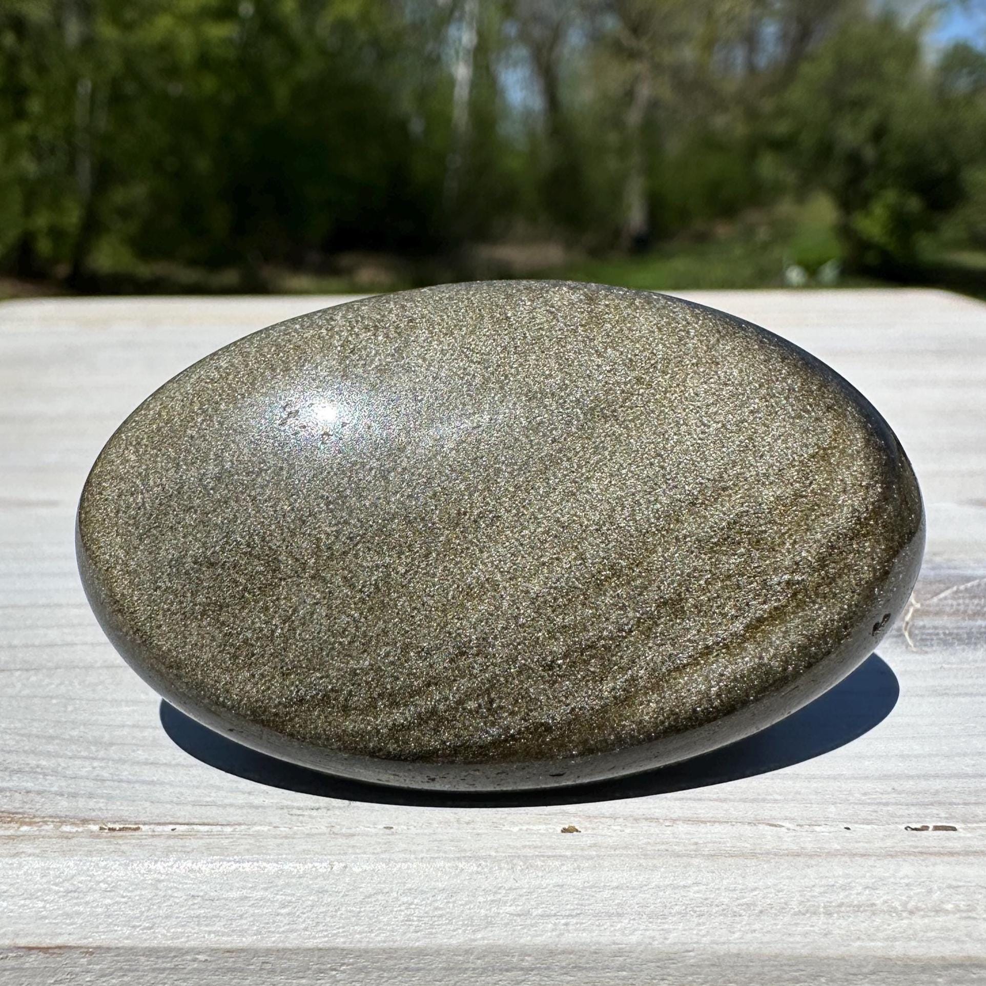 Beautiful Natural Gold Obsidian Crystal Palm Stone - #2