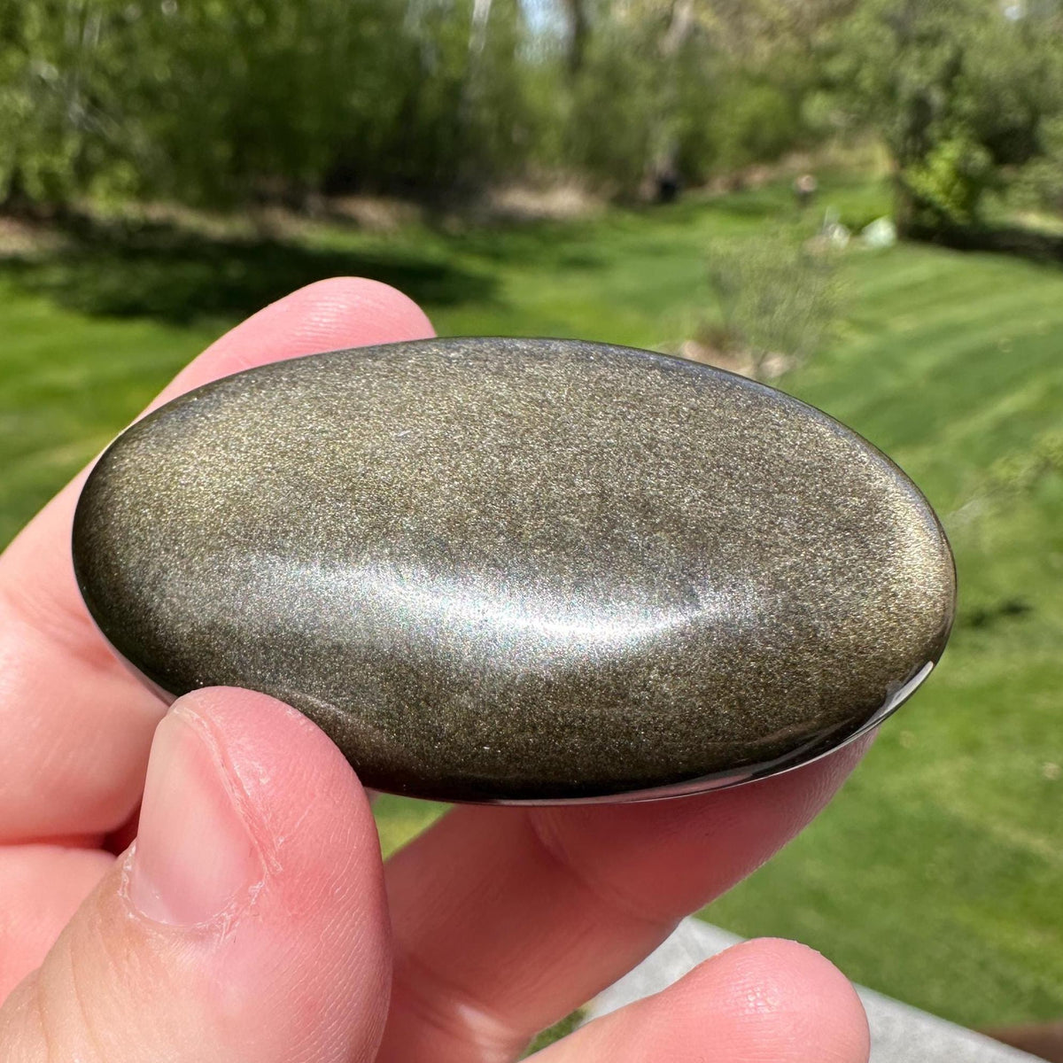 Beautiful Natural Gold Obsidian Crystal Palm Stone - #5
