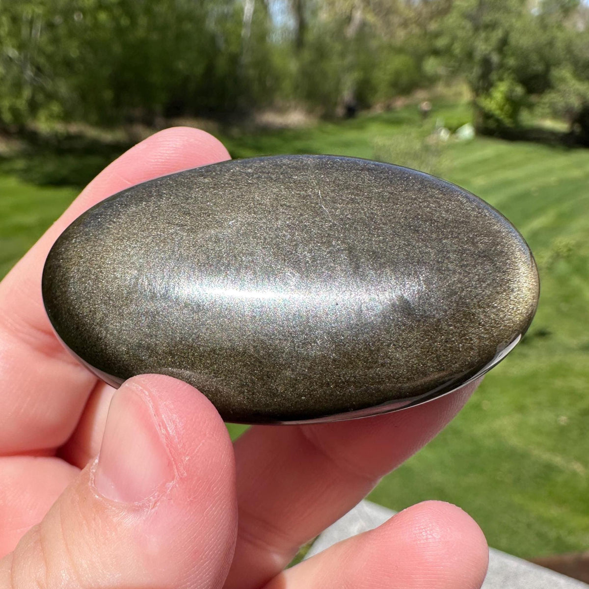 Beautiful Natural Gold Obsidian Crystal Palm Stone - #5