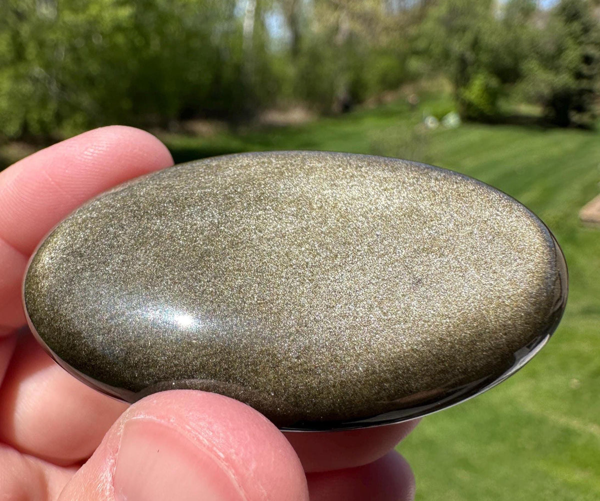 Beautiful Natural Gold Obsidian Crystal Palm Stone - #5