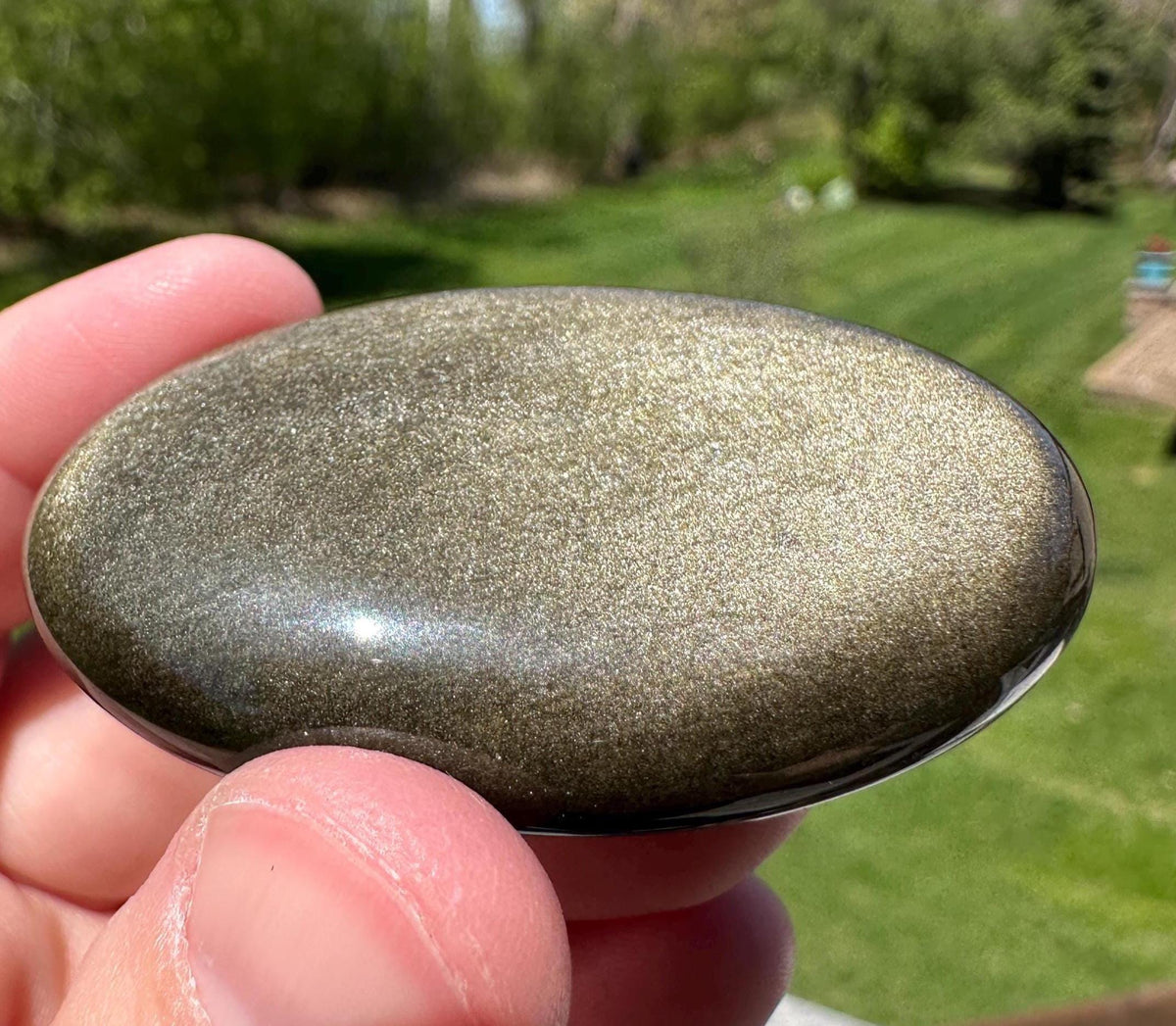 Beautiful Natural Gold Obsidian Crystal Palm Stone - #5