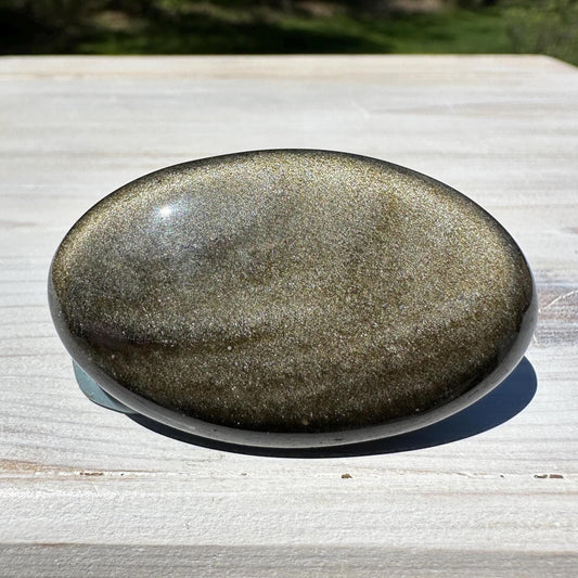 Beautiful Natural Gold Obsidian Crystal Palm Stone - #6