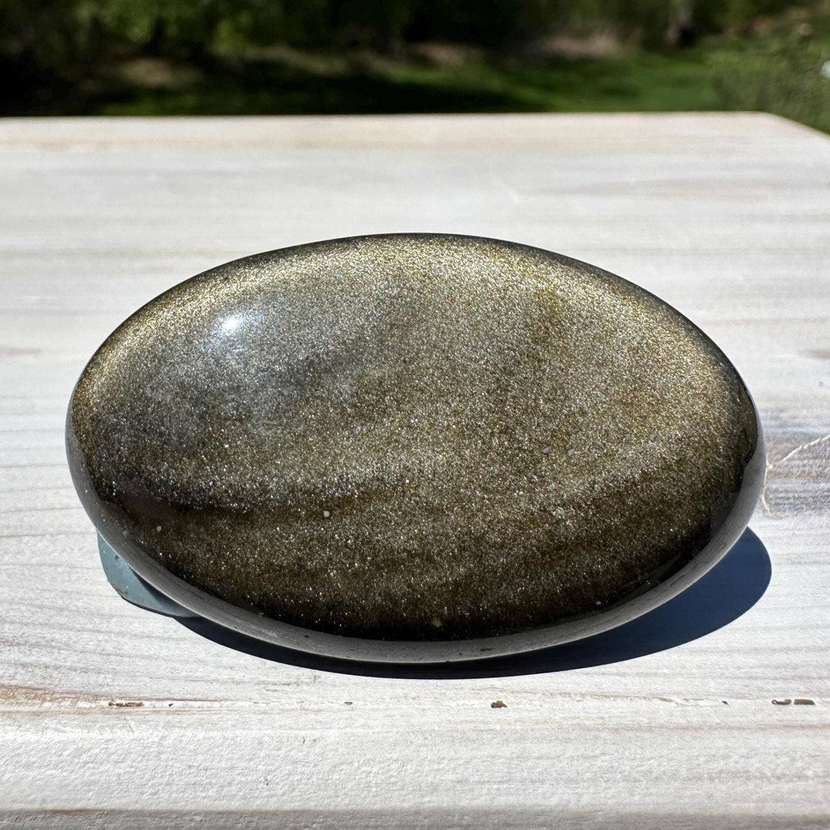 Beautiful Natural Gold Obsidian Crystal Palm Stone - #6