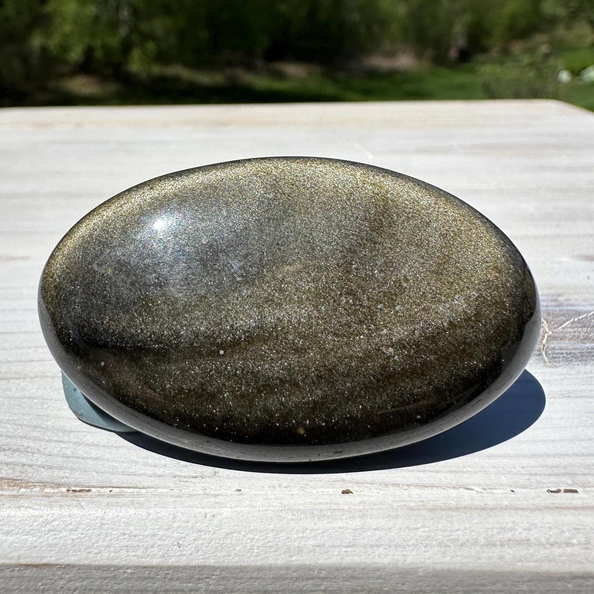 Beautiful Natural Gold Obsidian Crystal Palm Stone - #6