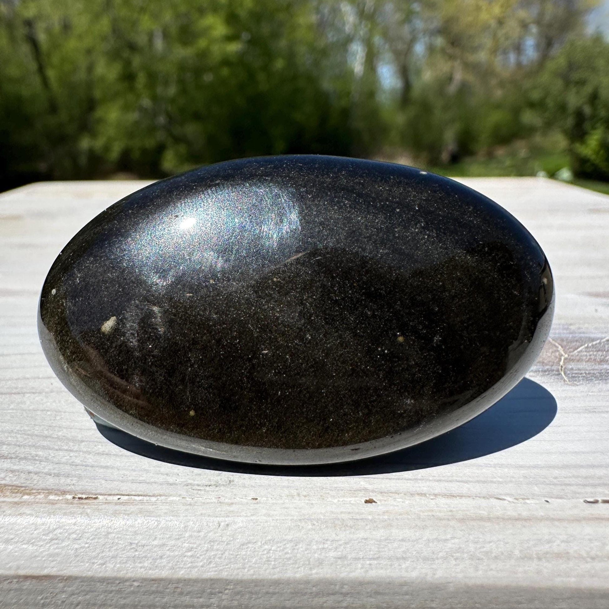 Beautiful Natural Gold Obsidian Crystal Palm Stone - #6