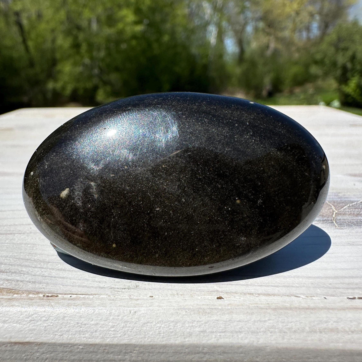 Beautiful Natural Gold Obsidian Crystal Palm Stone - #6