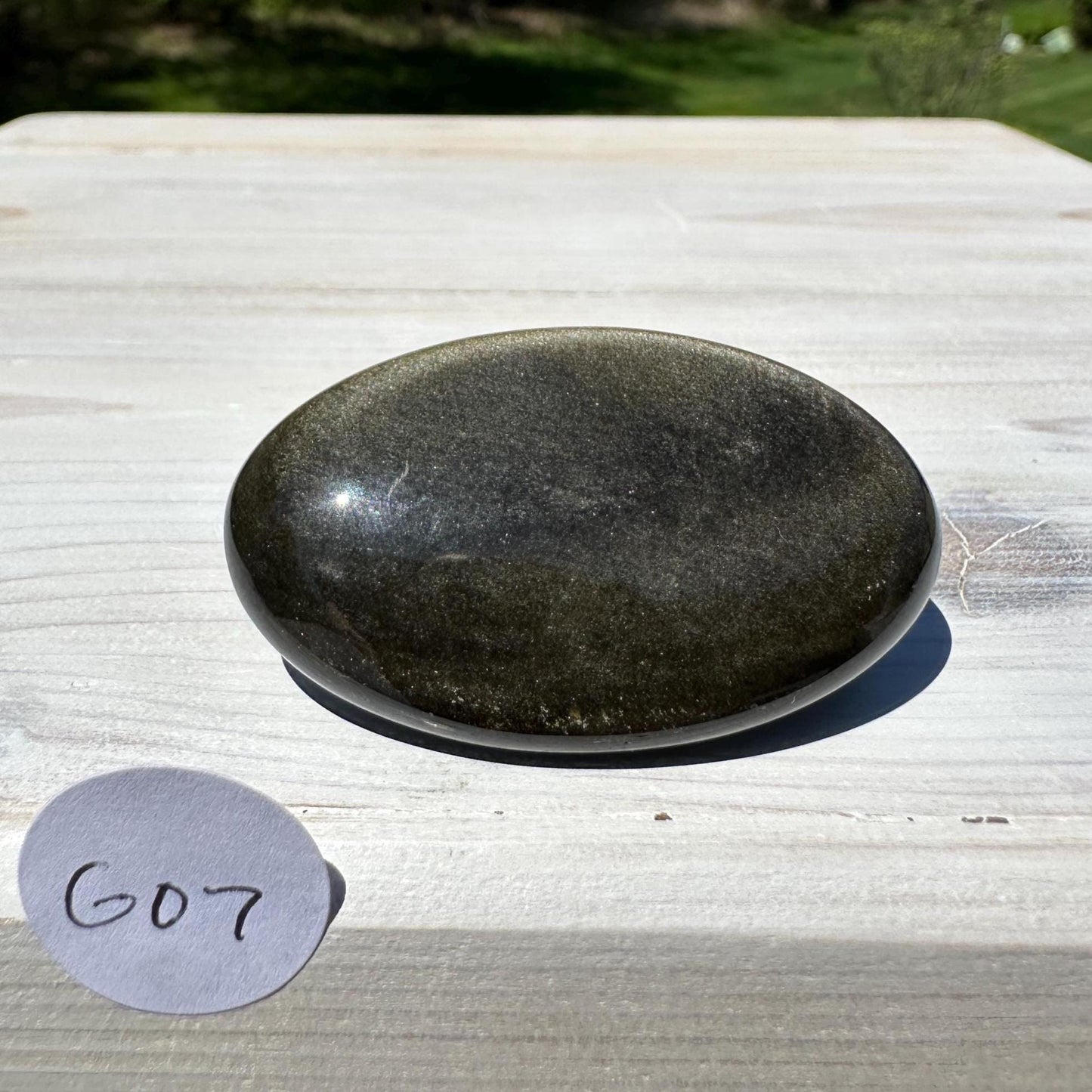 Beautiful Natural Gold Obsidian Crystal Palm Stone - #7