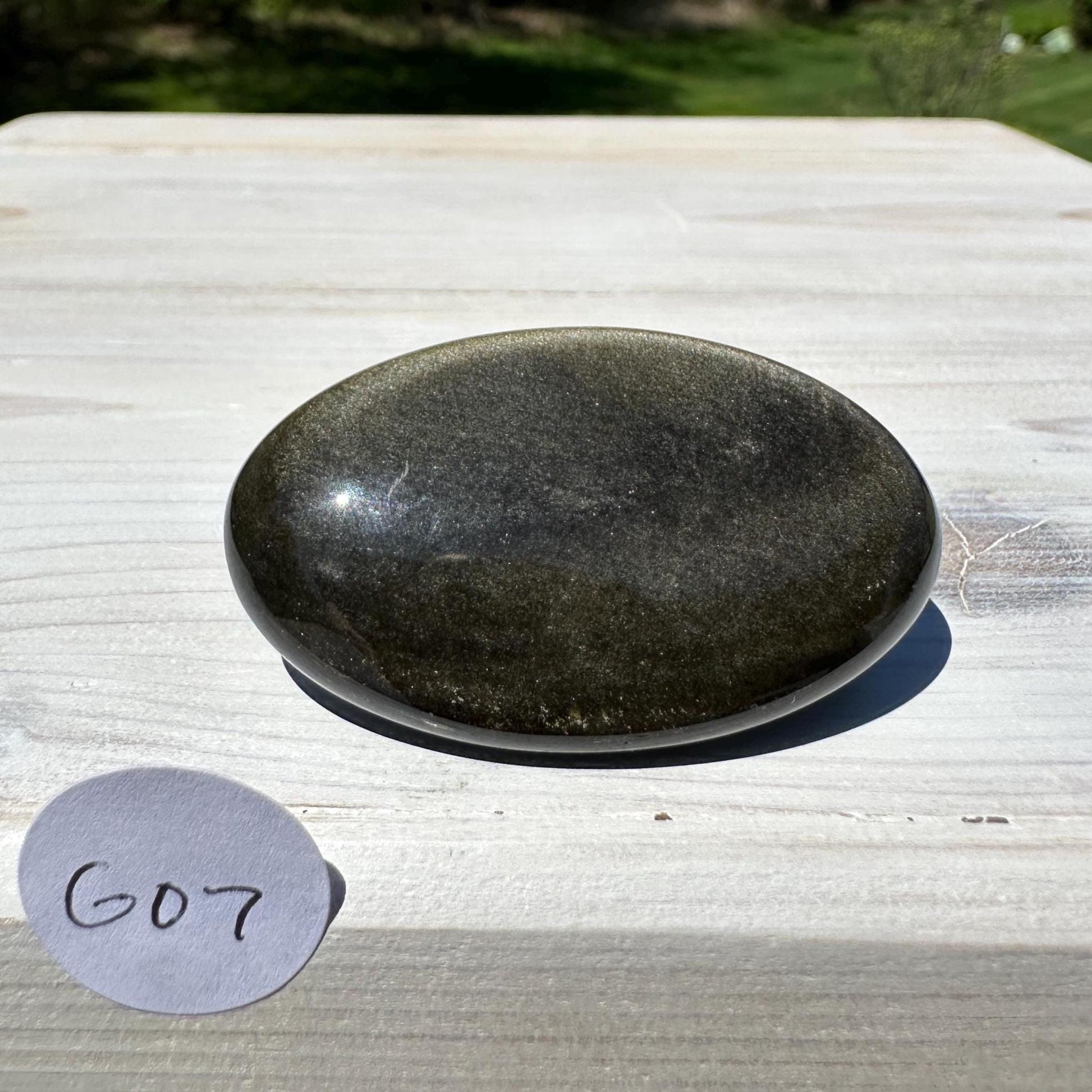 Beautiful Natural Gold Obsidian Crystal Palm Stone - #7