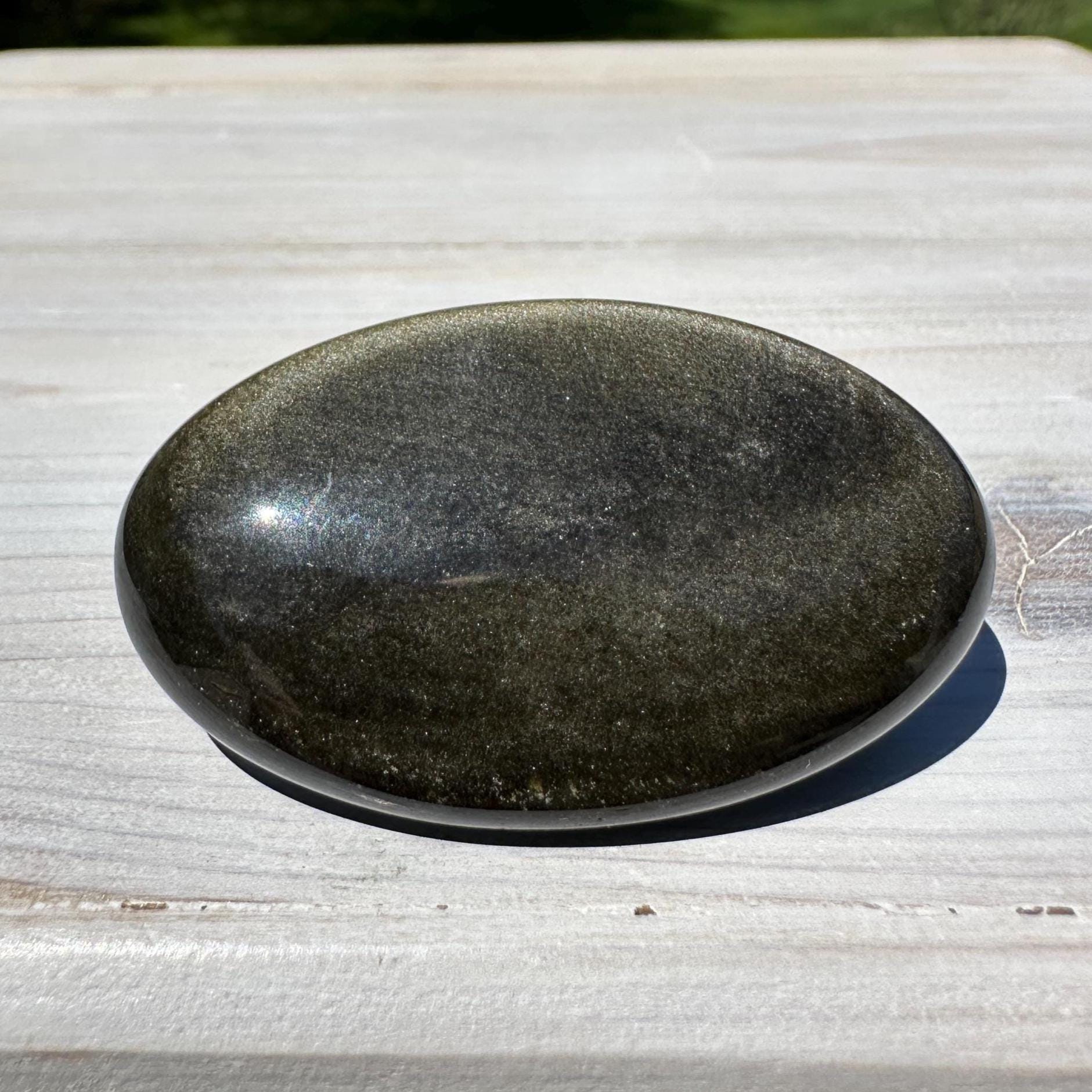 Beautiful Natural Gold Obsidian Crystal Palm Stone - #7
