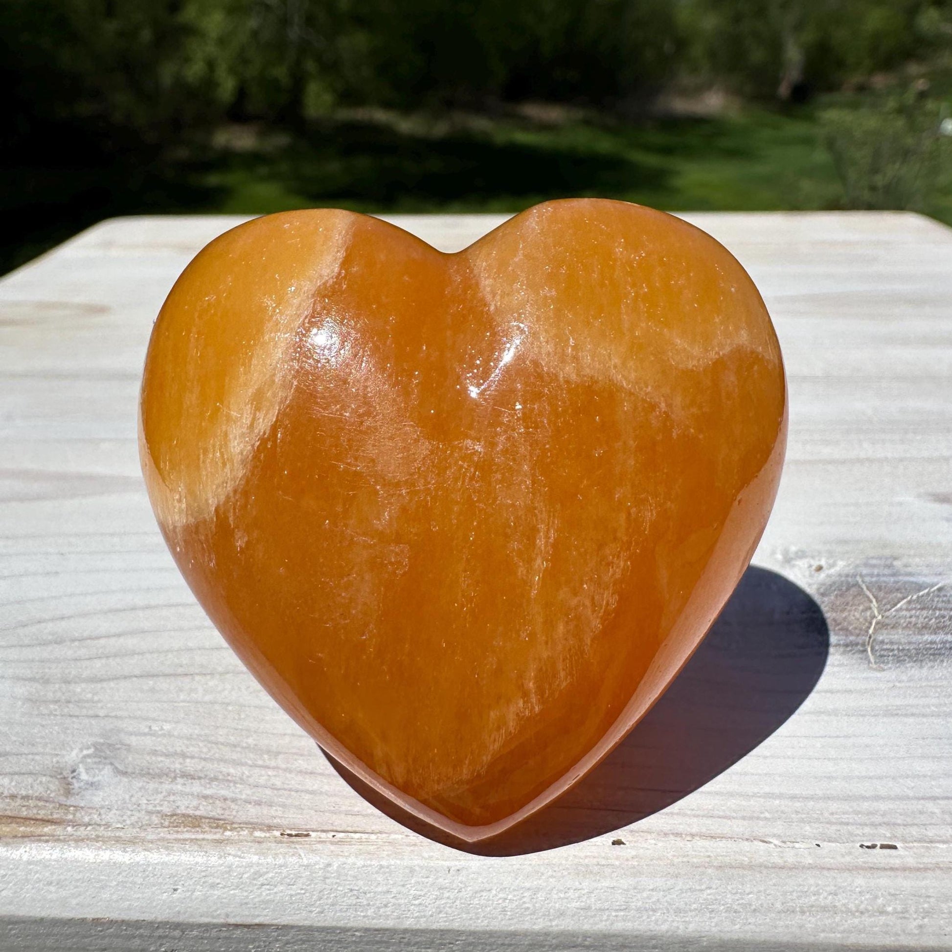 Beautiful Orange Calcite Puffy Heart Crystal Carving - #1