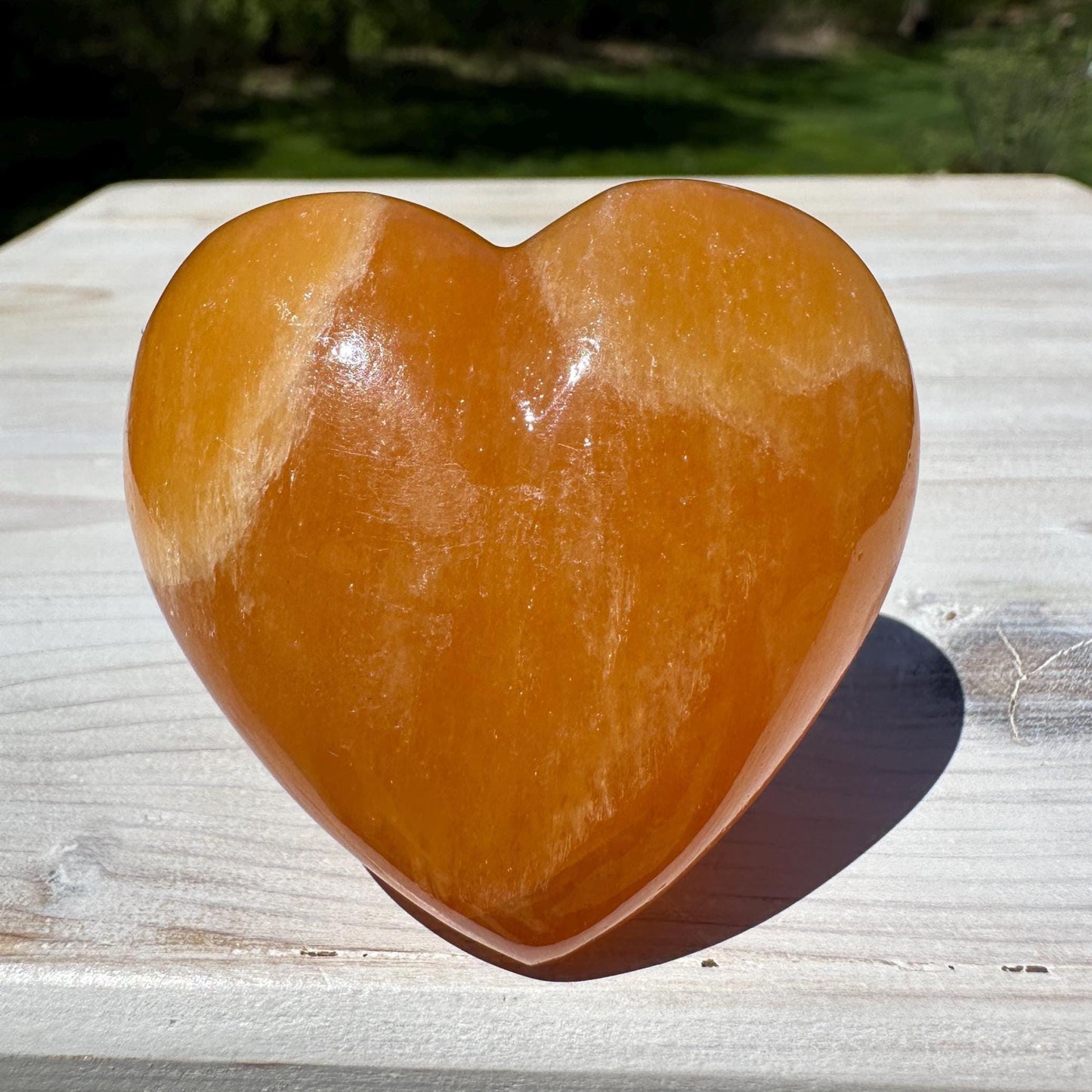 Beautiful Orange Calcite Puffy Heart Crystal Carving - #1