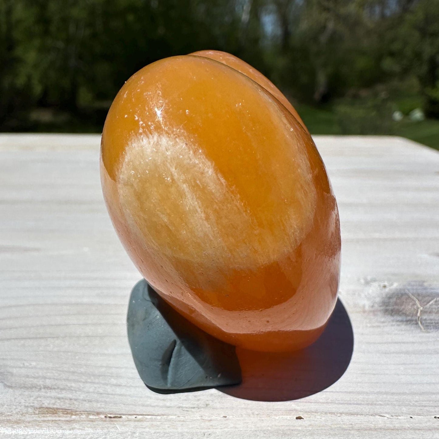 Beautiful Orange Calcite Puffy Heart Crystal Carving - #1