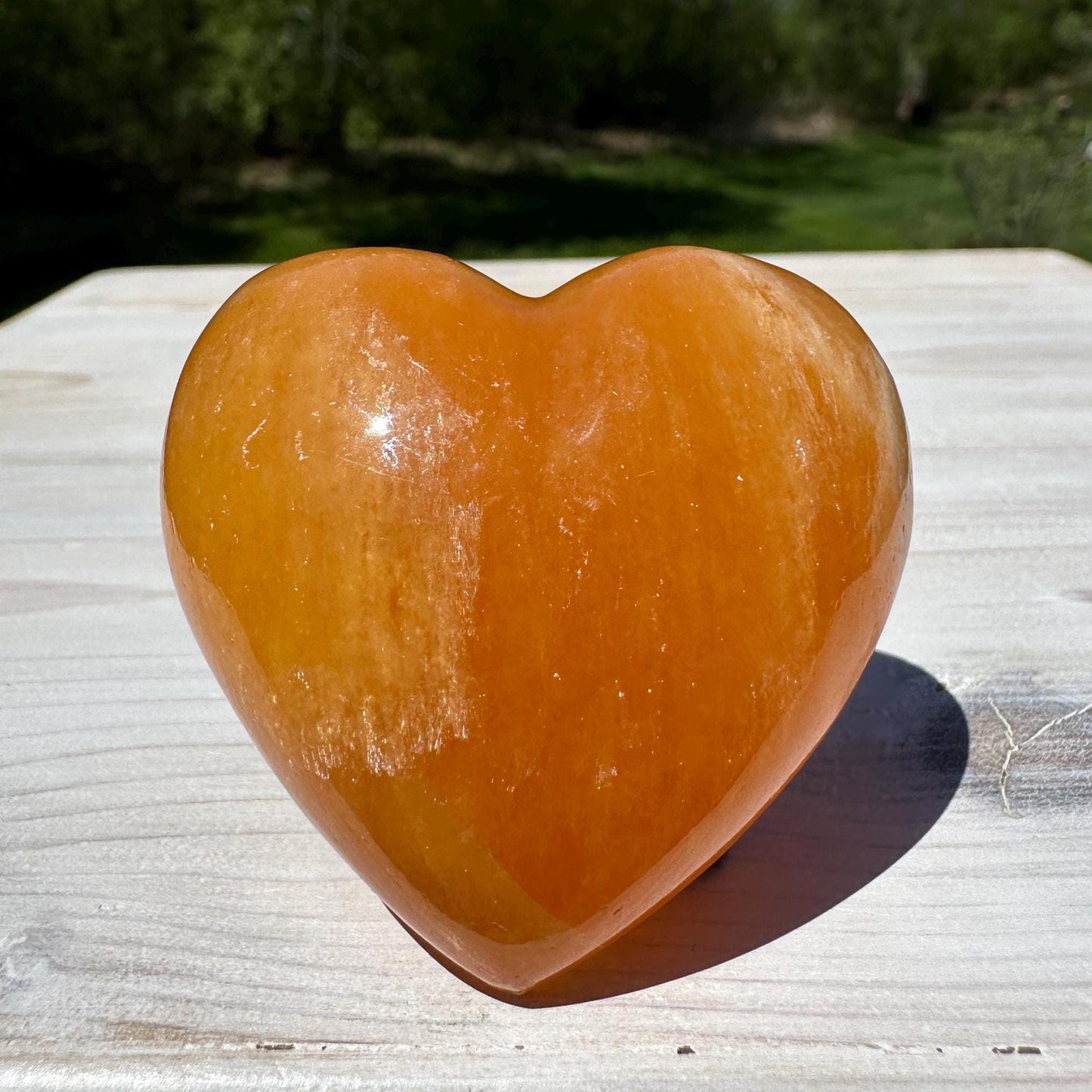 Beautiful Orange Calcite Puffy Heart Crystal Carving - #1