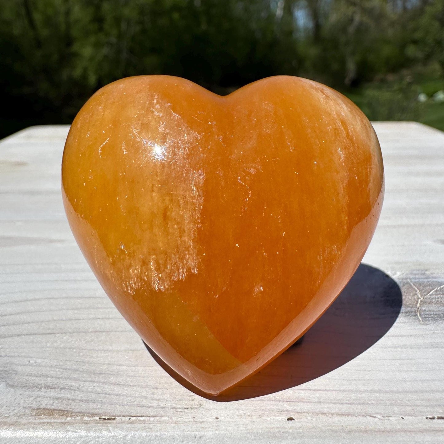Beautiful Orange Calcite Puffy Heart Crystal Carving - #1