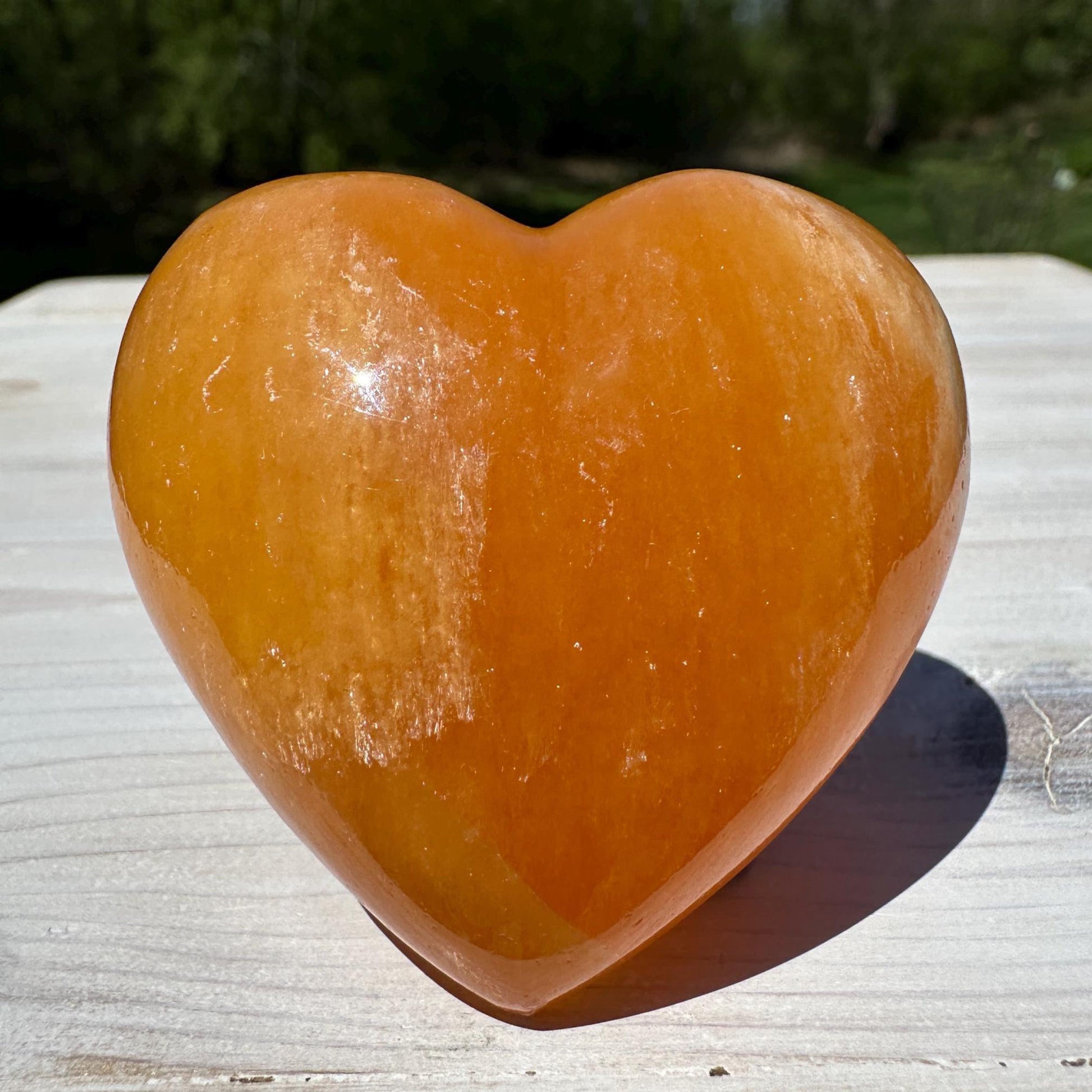 Beautiful Orange Calcite Puffy Heart Crystal Carving - #1