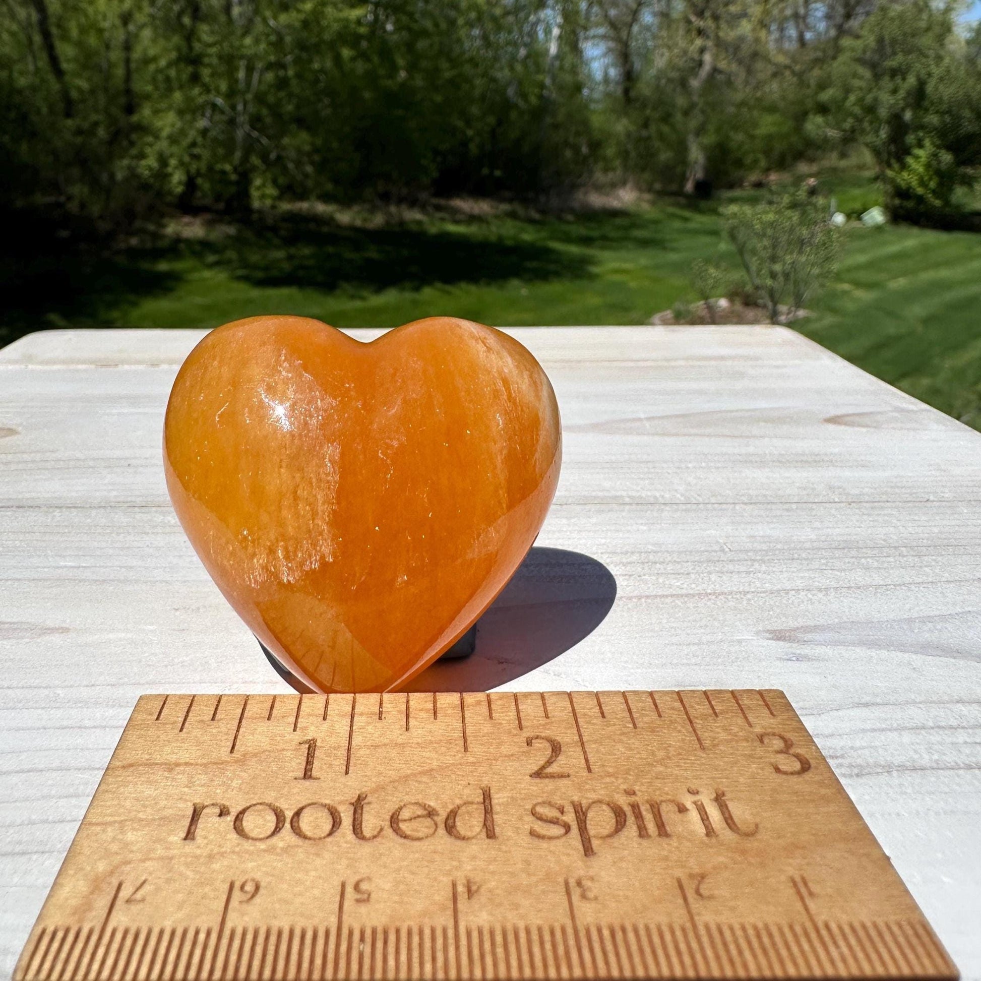 Beautiful Orange Calcite Puffy Heart Crystal Carving - #1
