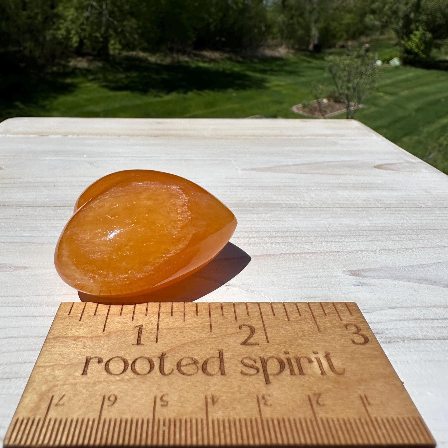 Beautiful Orange Calcite Puffy Heart Crystal Carving - #1