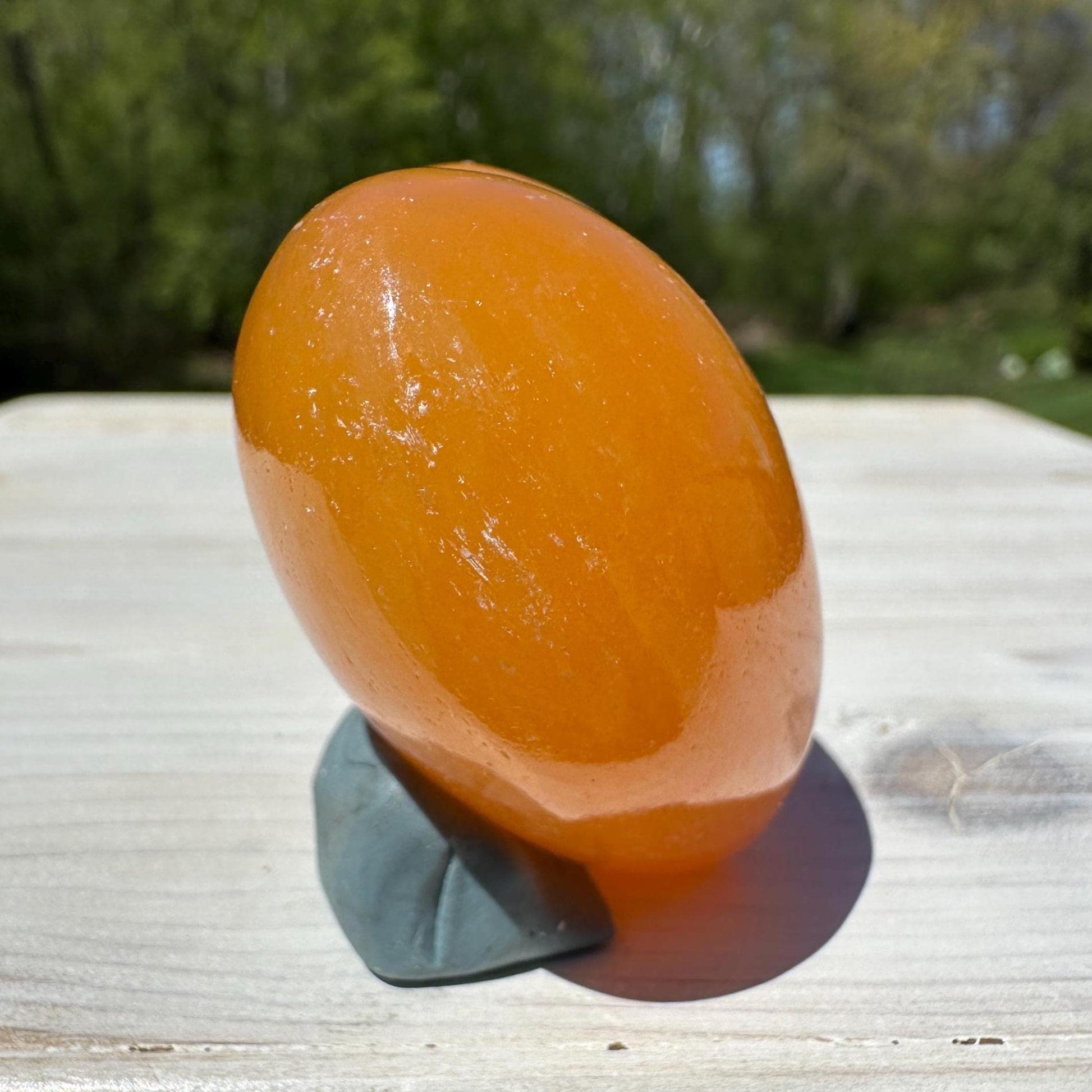 Beautiful Orange Calcite Puffy Heart Crystal Carving - #2
