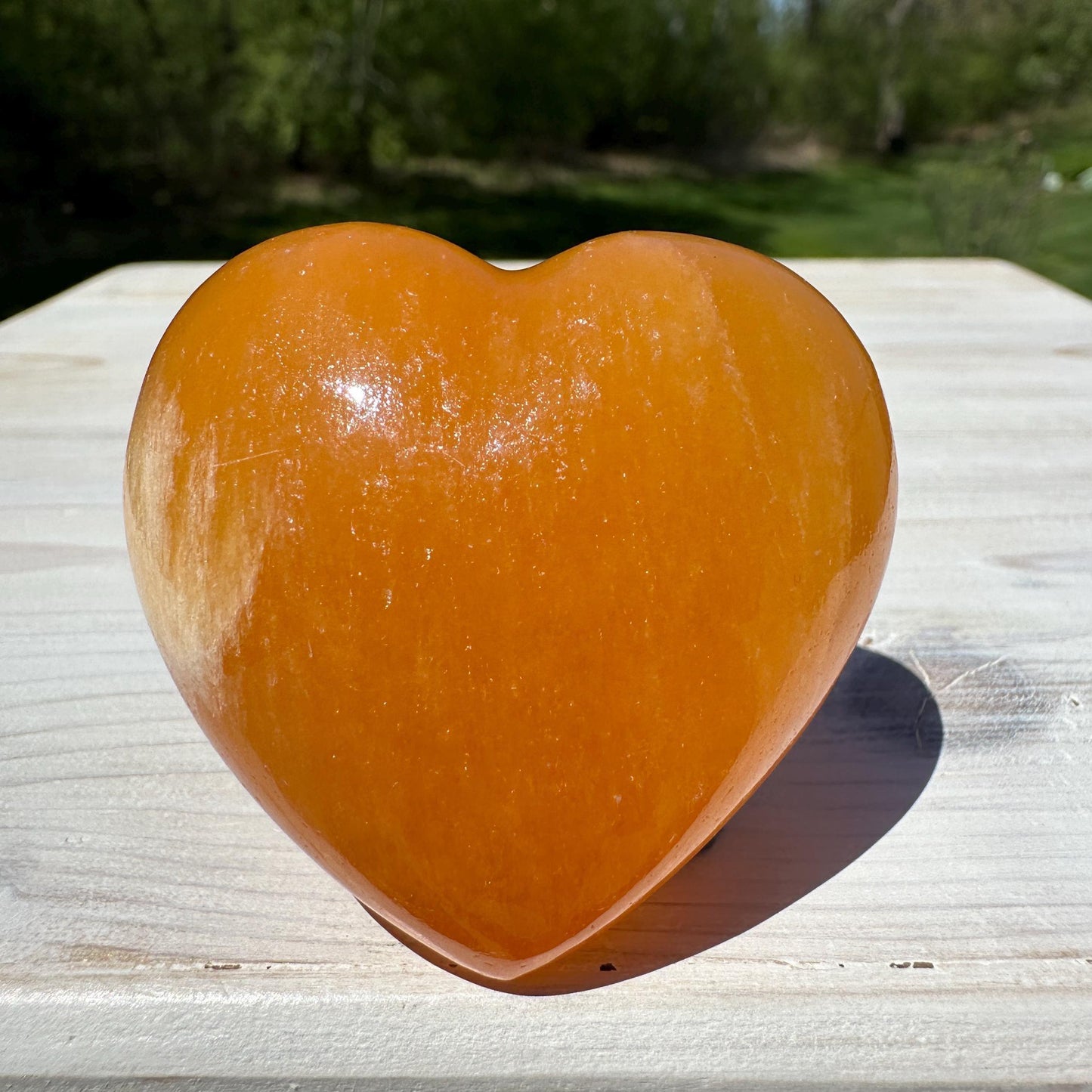 Beautiful Orange Calcite Puffy Heart Crystal Carving - #2