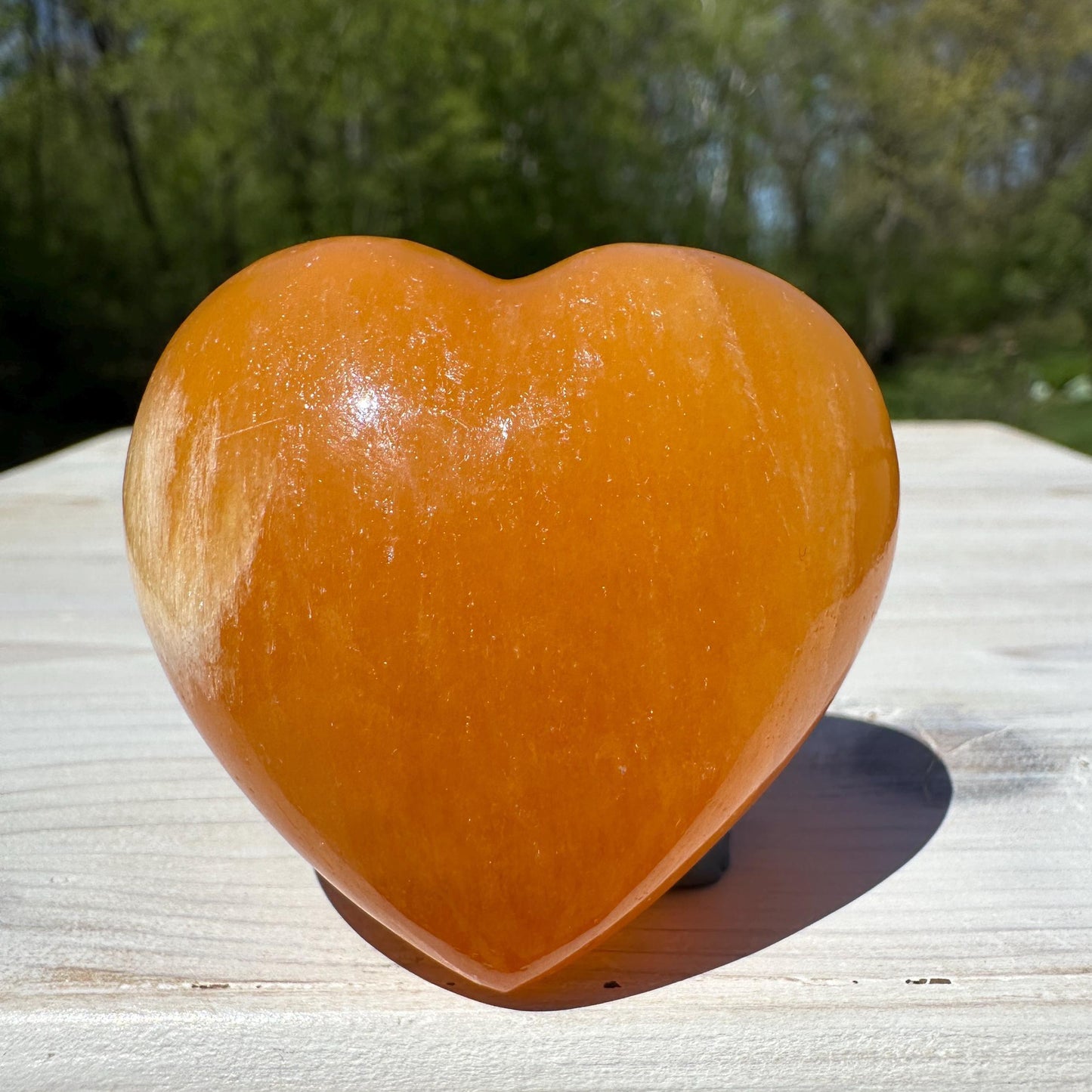 Beautiful Orange Calcite Puffy Heart Crystal Carving - #2