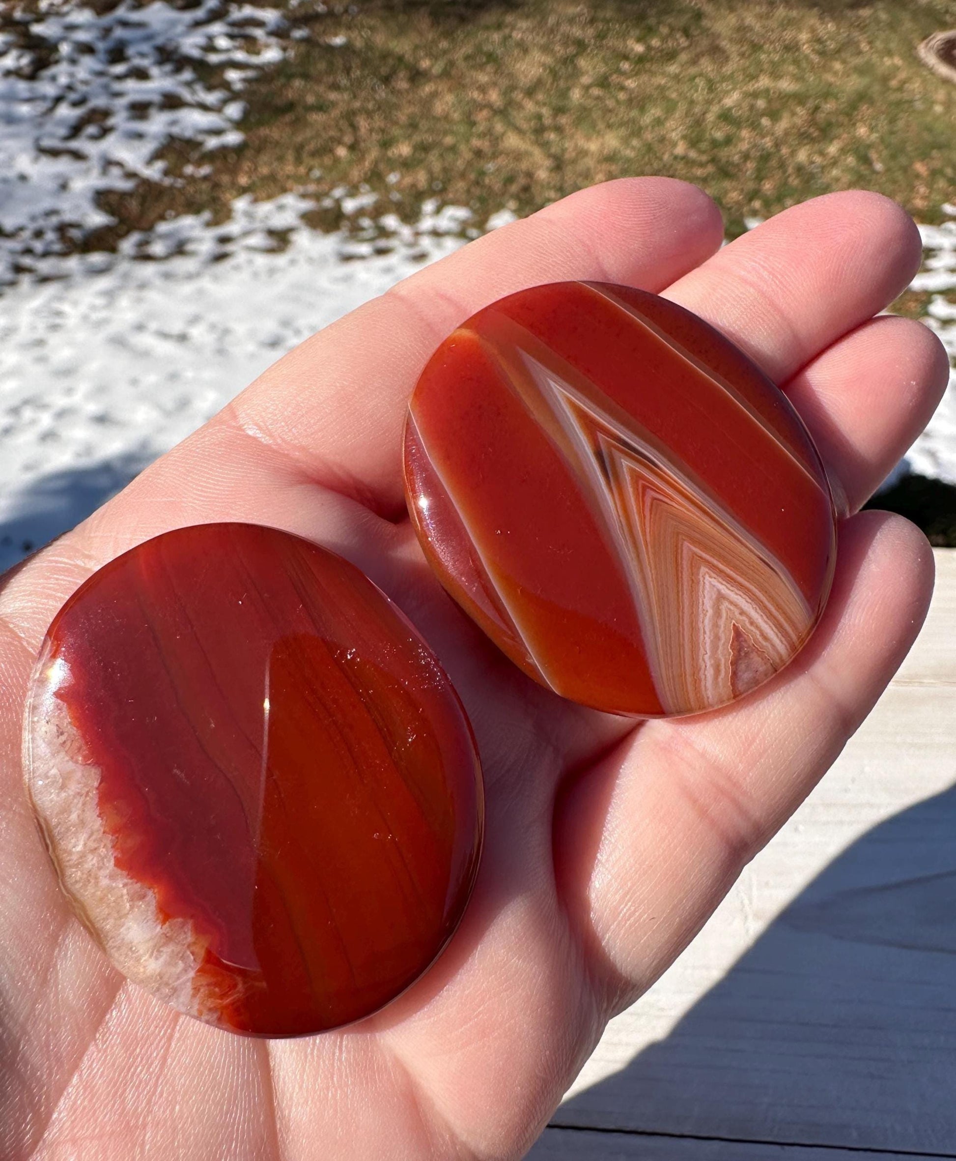 One (1) Carnelian Polished Flat Stone