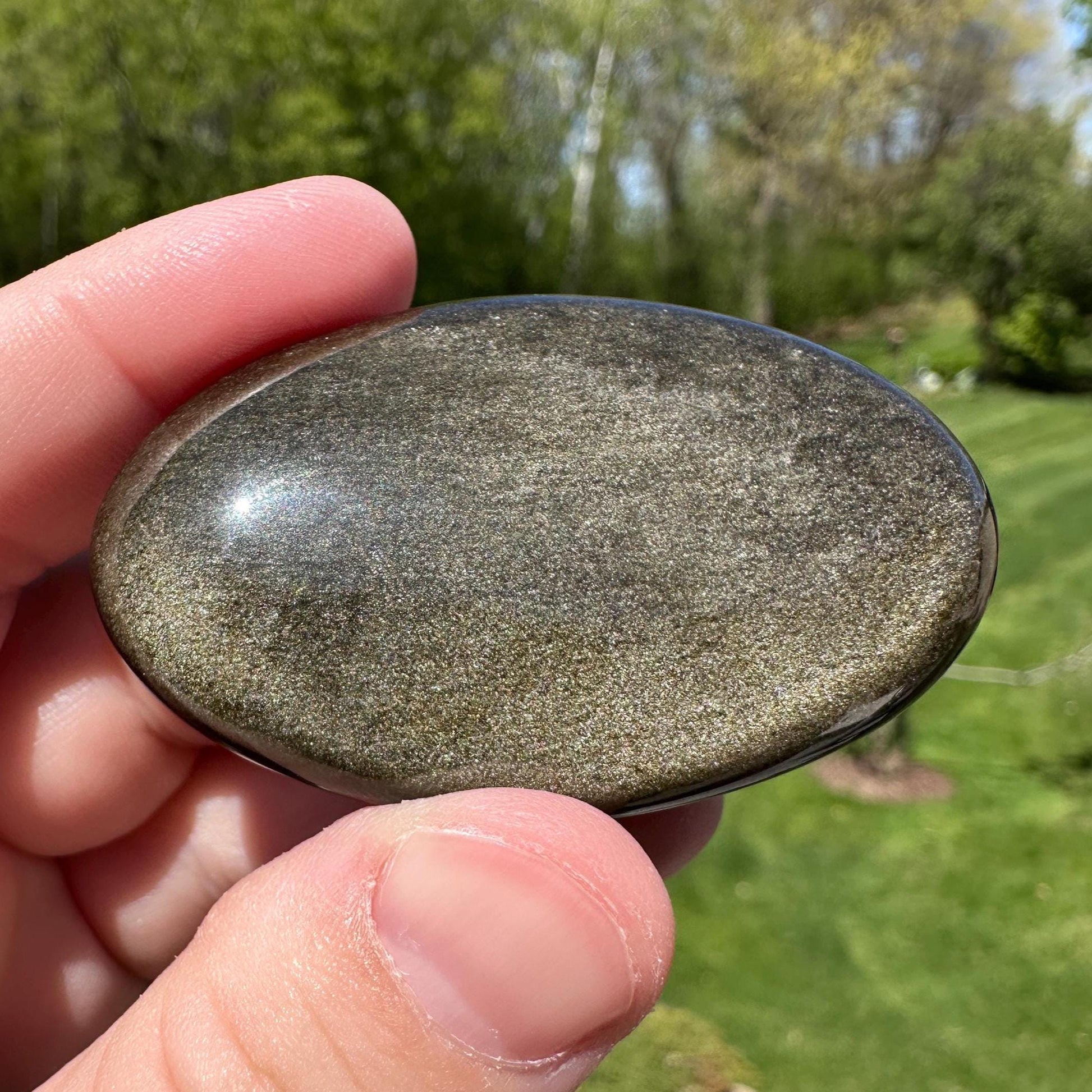 Beautiful Natural Gold Obsidian Crystal Palm Stone - #1