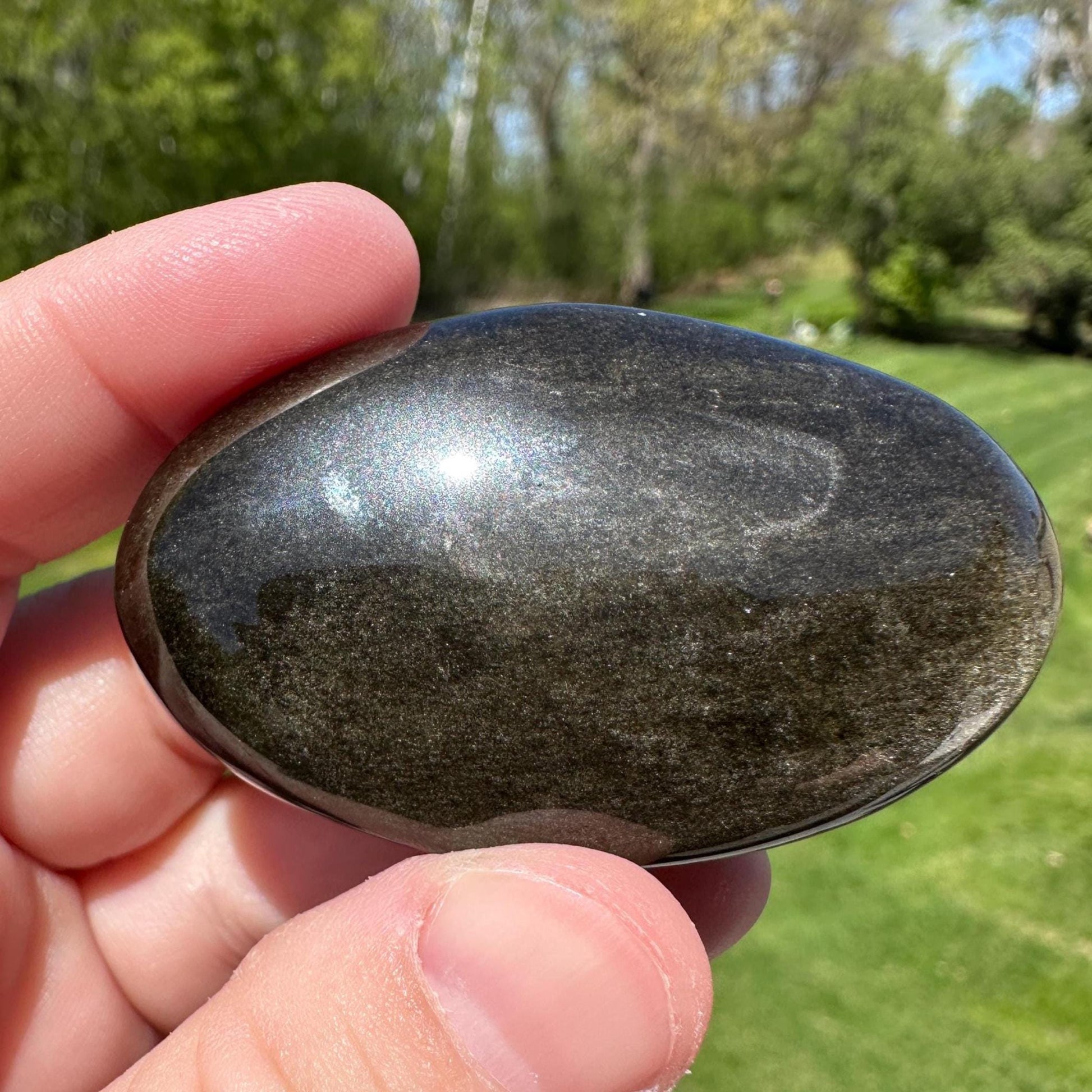 Beautiful Natural Gold Obsidian Crystal Palm Stone - #1