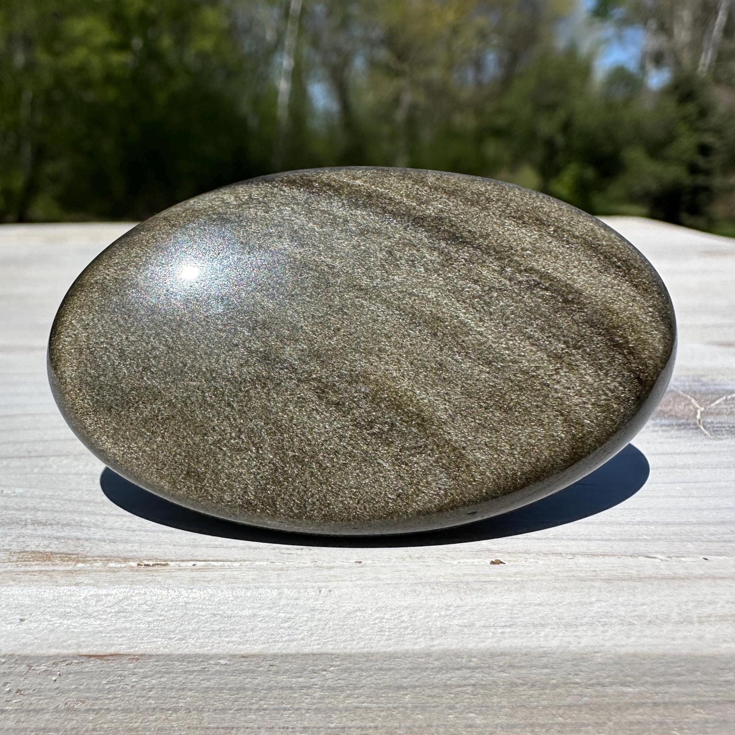 Beautiful Natural Gold Obsidian Crystal Palm Stone - #2