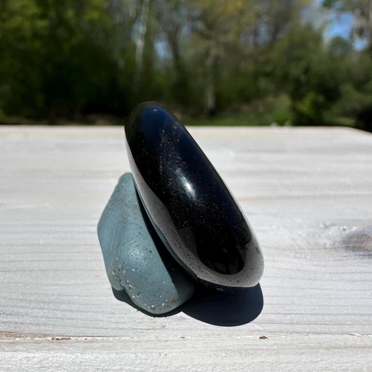 Beautiful Natural Gold Obsidian Crystal Palm Stone - #2