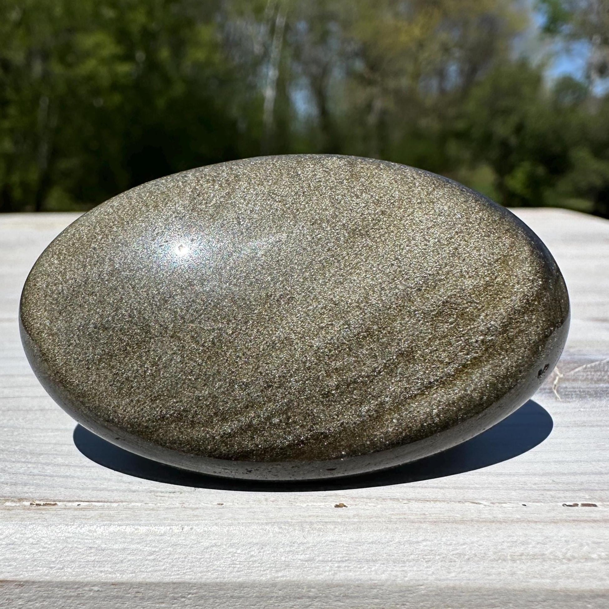 Beautiful Natural Gold Obsidian Crystal Palm Stone - #2