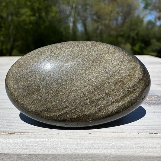Beautiful Natural Gold Obsidian Crystal Palm Stone - #2