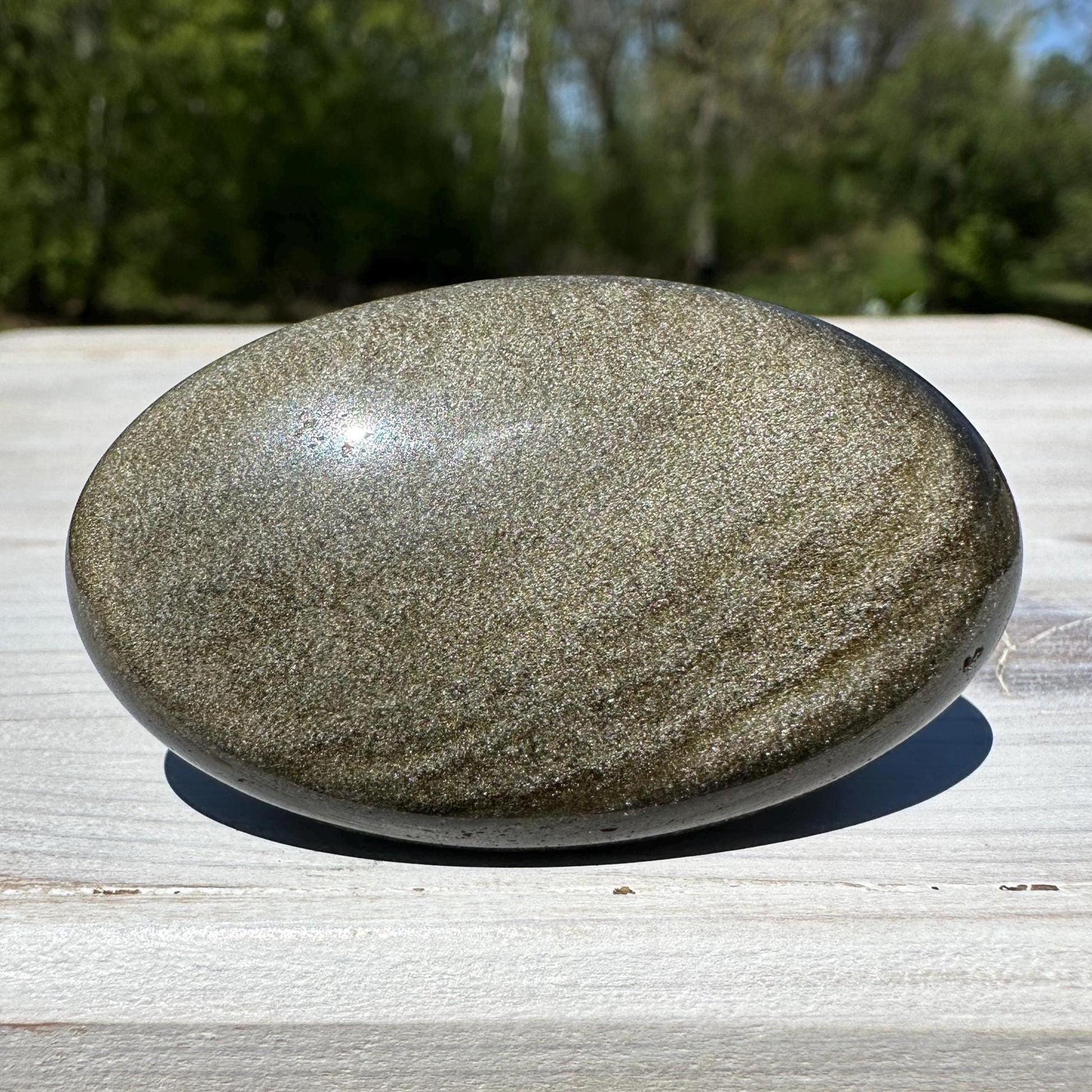 Beautiful Natural Gold Obsidian Crystal Palm Stone - #2