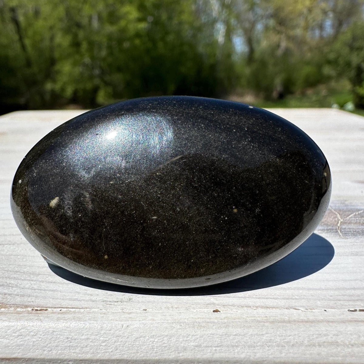 Beautiful Natural Gold Obsidian Crystal Palm Stone - #6