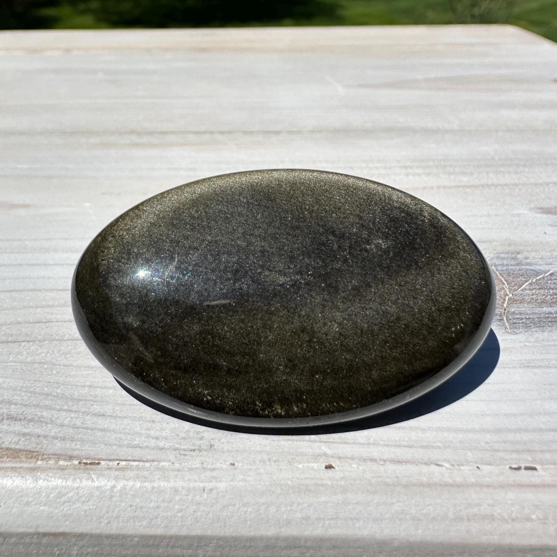 Beautiful Natural Gold Obsidian Crystal Palm Stone - #7