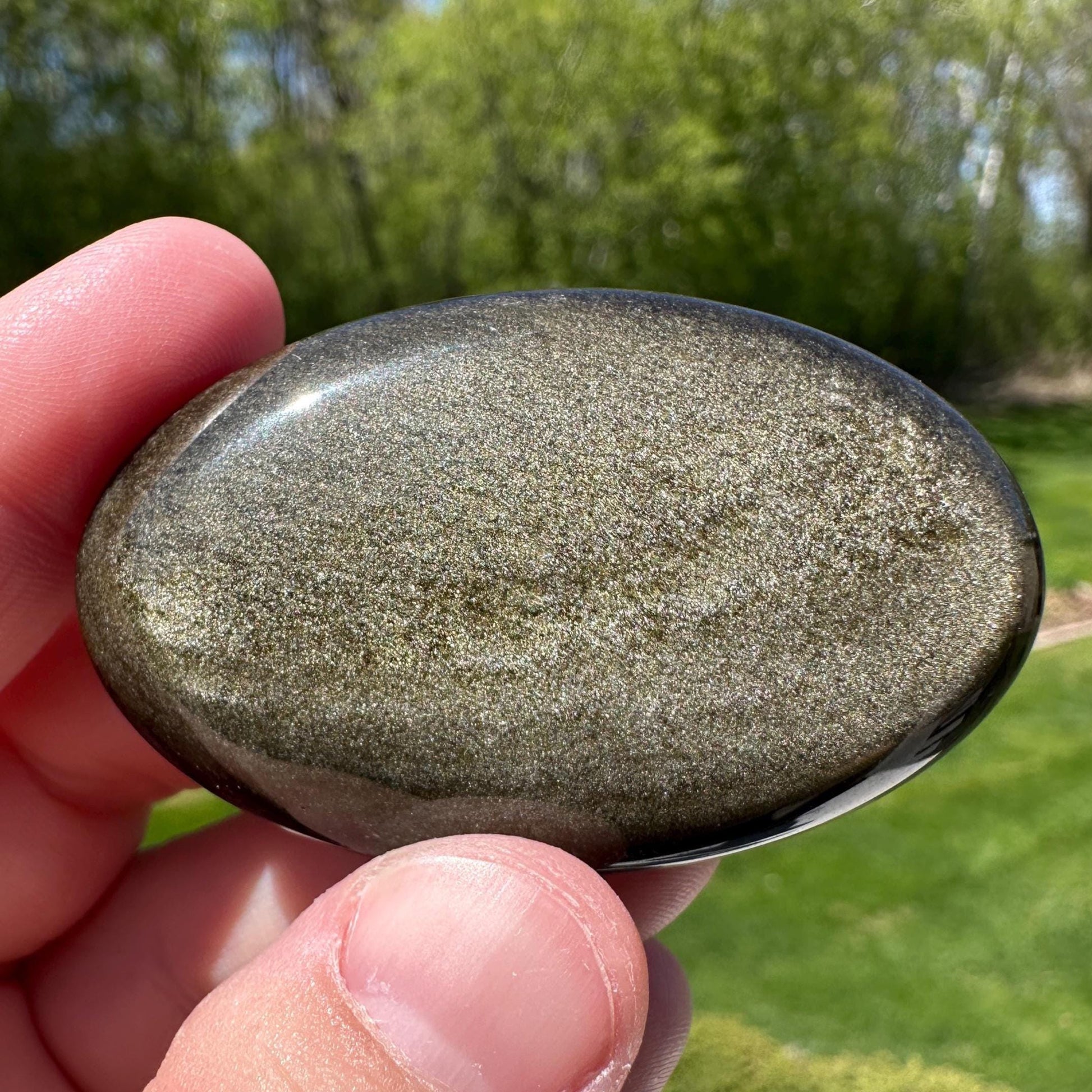 Beautiful Natural Gold Obsidian Crystal Palm Stone - #7
