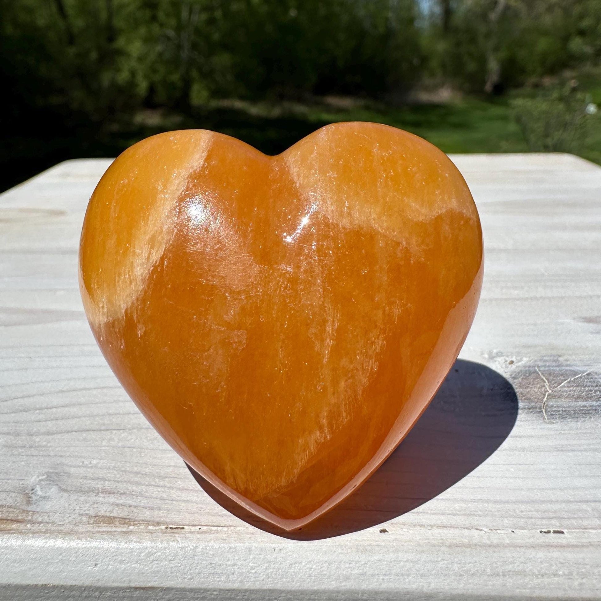 Beautiful Orange Calcite Puffy Heart Crystal Carving - #1