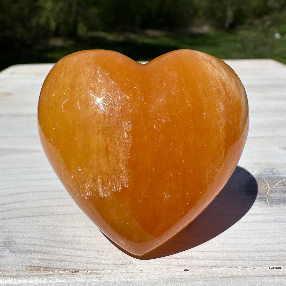 Beautiful Orange Calcite Puffy Heart Crystal Carving - #1