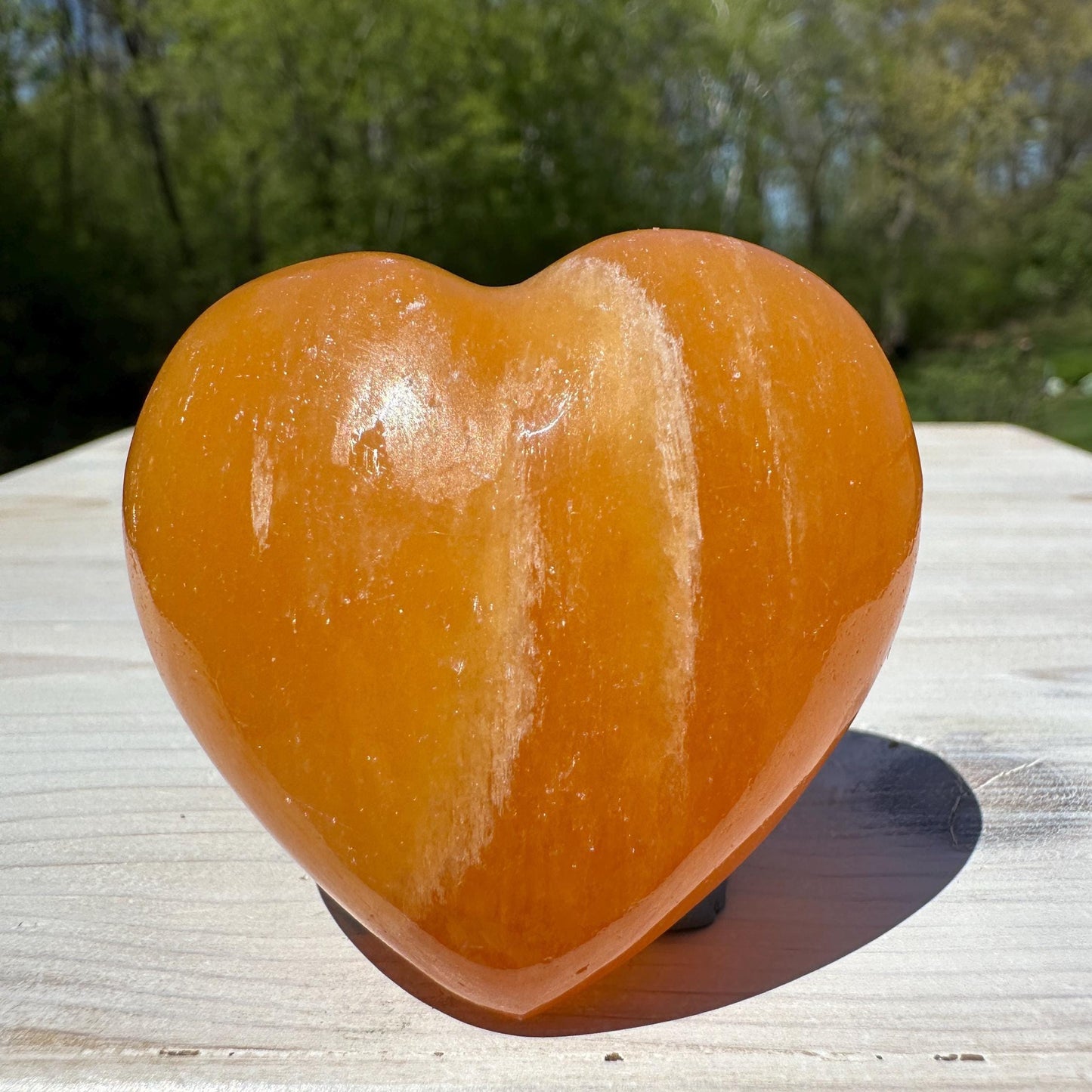 Beautiful Orange Calcite Puffy Heart Crystal Carving - #2