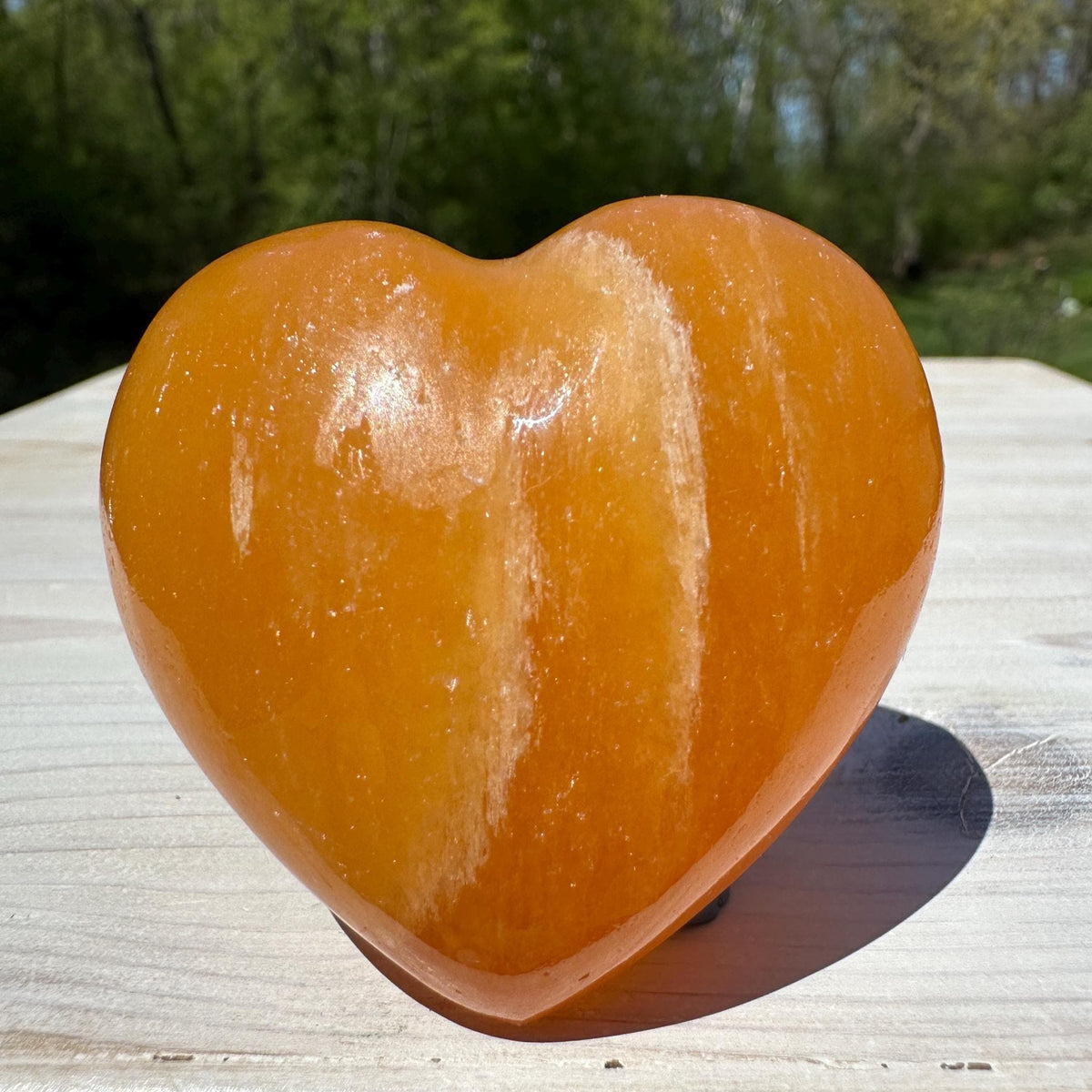 Beautiful Orange Calcite Puffy Heart Crystal Carving - #2