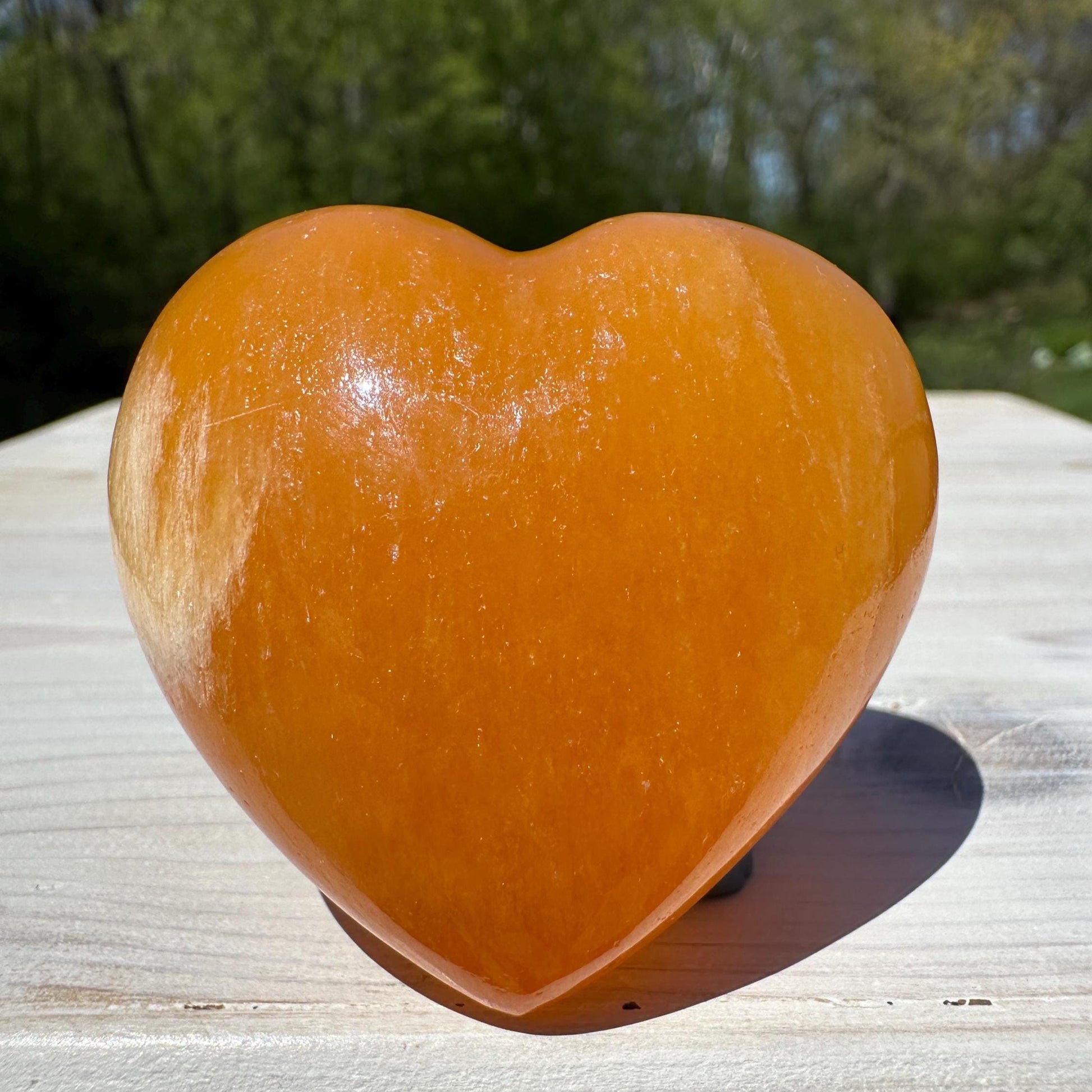 Beautiful Orange Calcite Puffy Heart Crystal Carving - #2