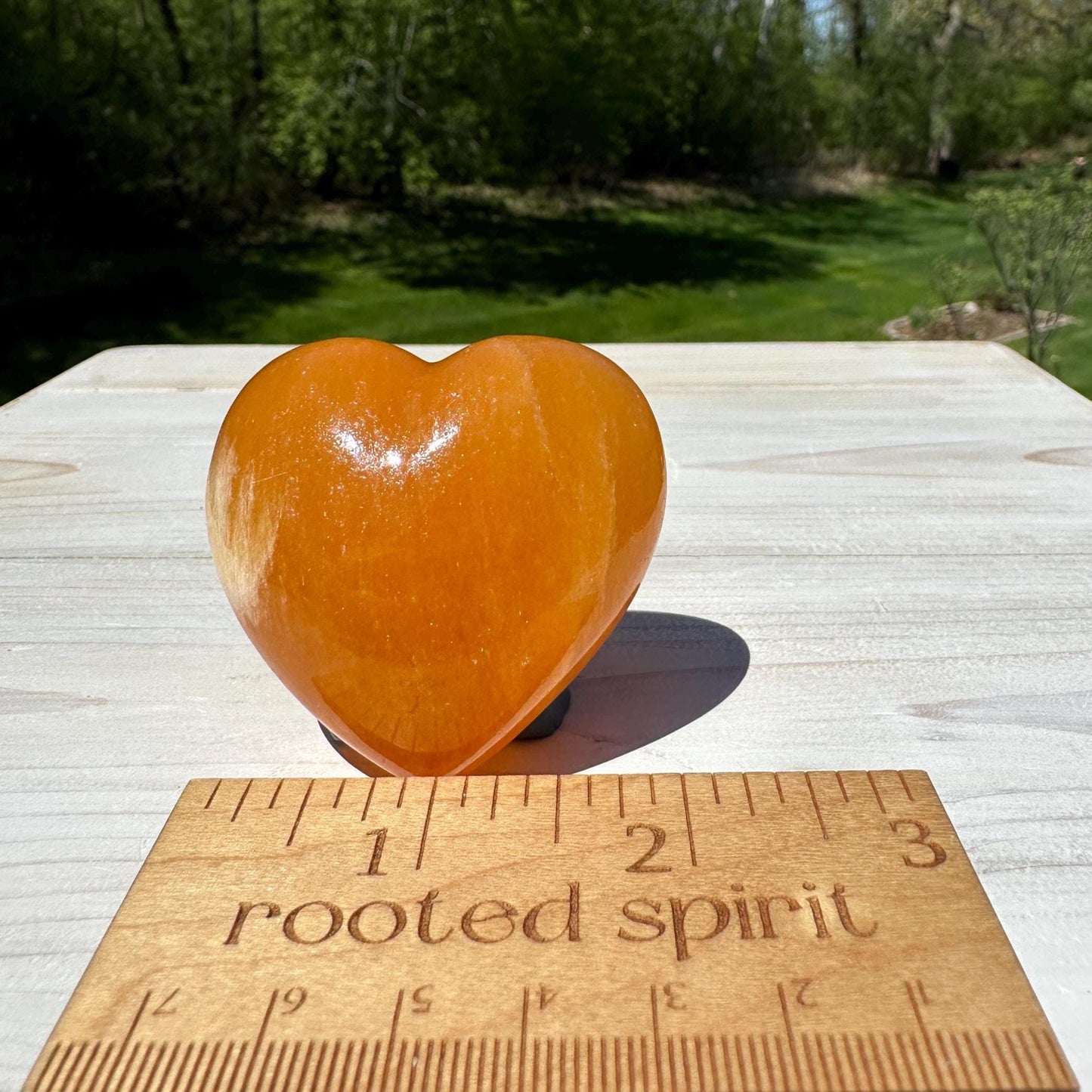 Beautiful Orange Calcite Puffy Heart Crystal Carving - #2