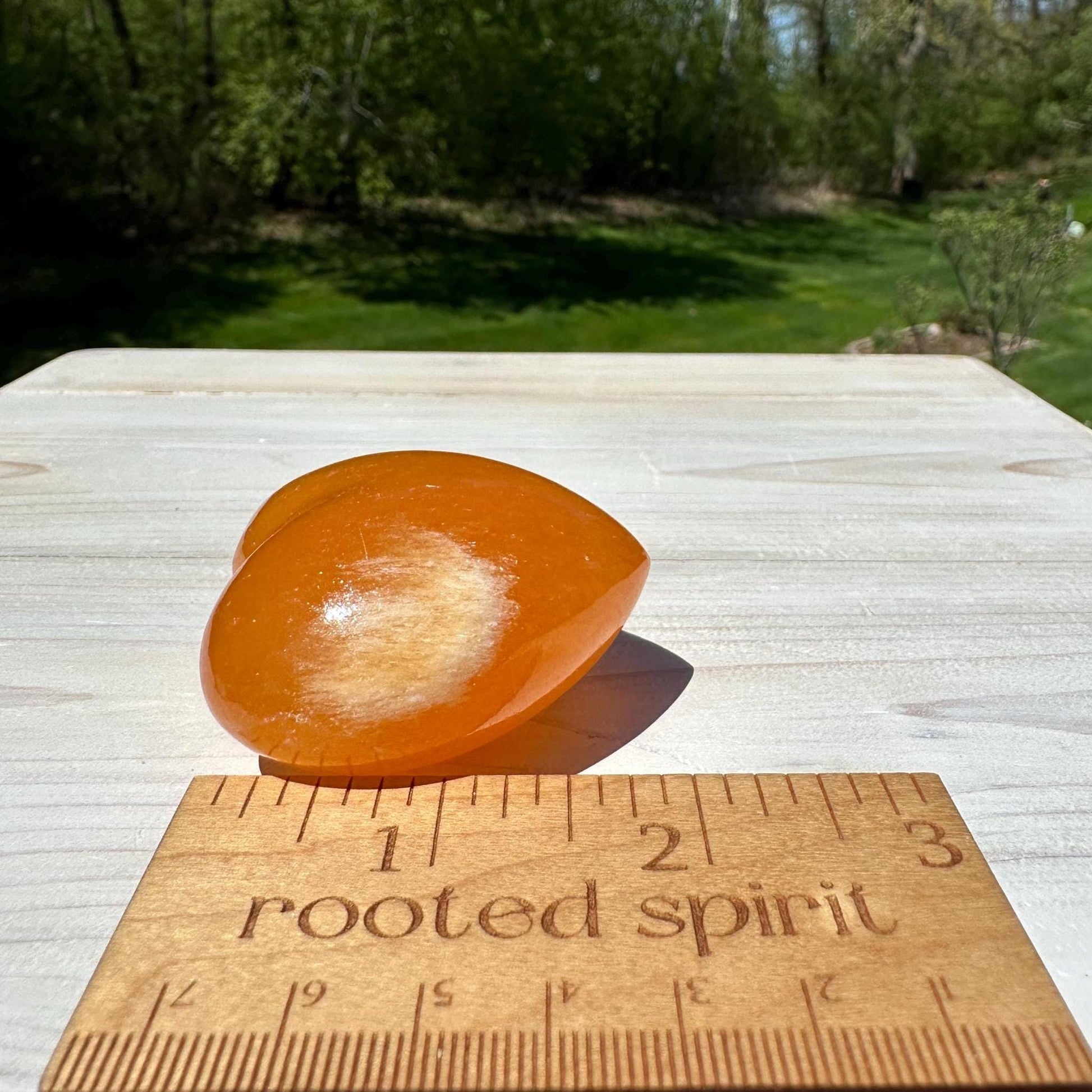 Beautiful Orange Calcite Puffy Heart Crystal Carving - #2