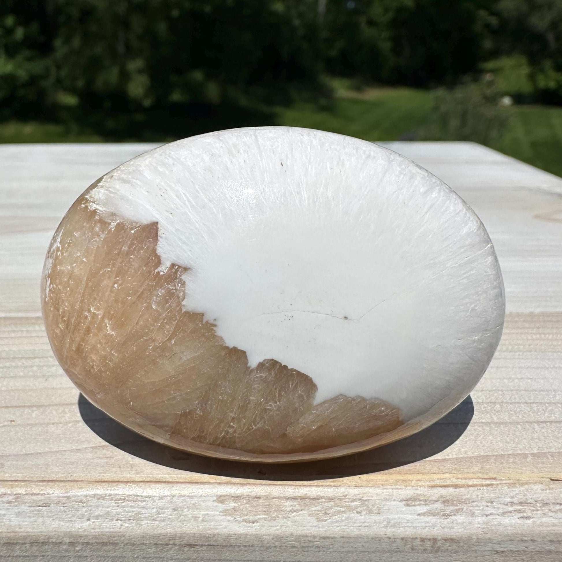 Gorgeous Polished Scolecite with Stilbite Palm Stone - #1