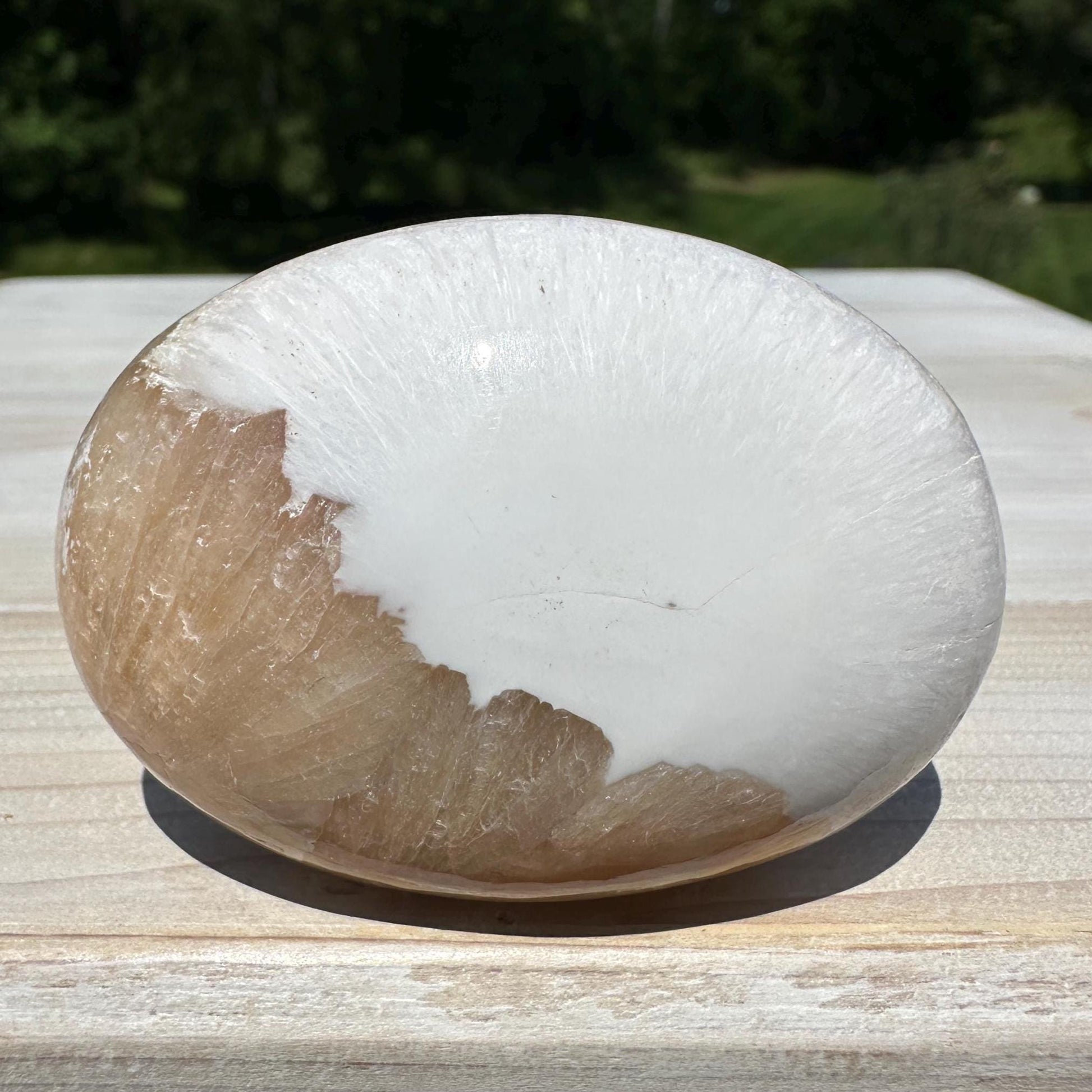 Gorgeous Polished Scolecite with Stilbite Palm Stone - #1