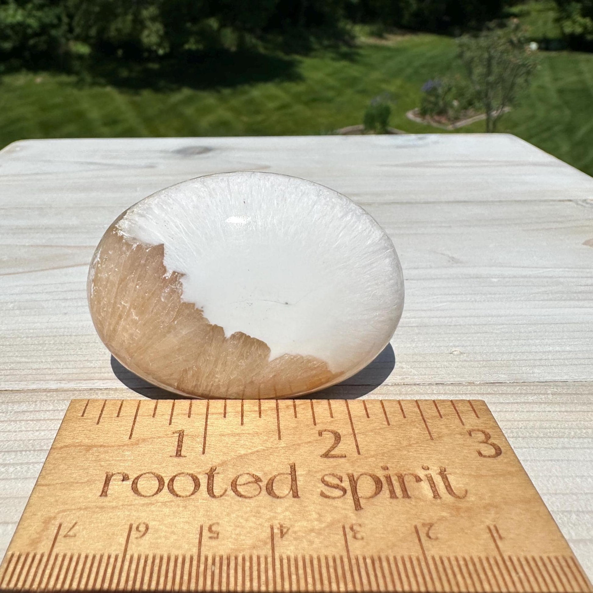 Gorgeous Polished Scolecite with Stilbite Palm Stone - #1