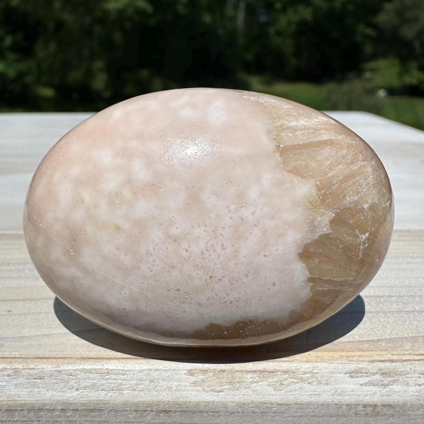 Gorgeous Polished Scolecite with Stilbite Palm Stone - #2