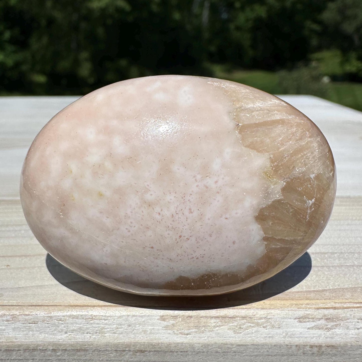 Gorgeous Polished Scolecite with Stilbite Palm Stone - #2