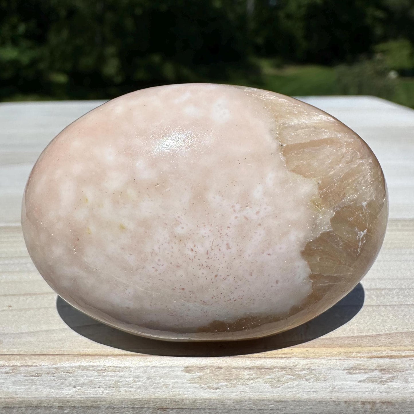 Gorgeous Polished Scolecite with Stilbite Palm Stone - #2