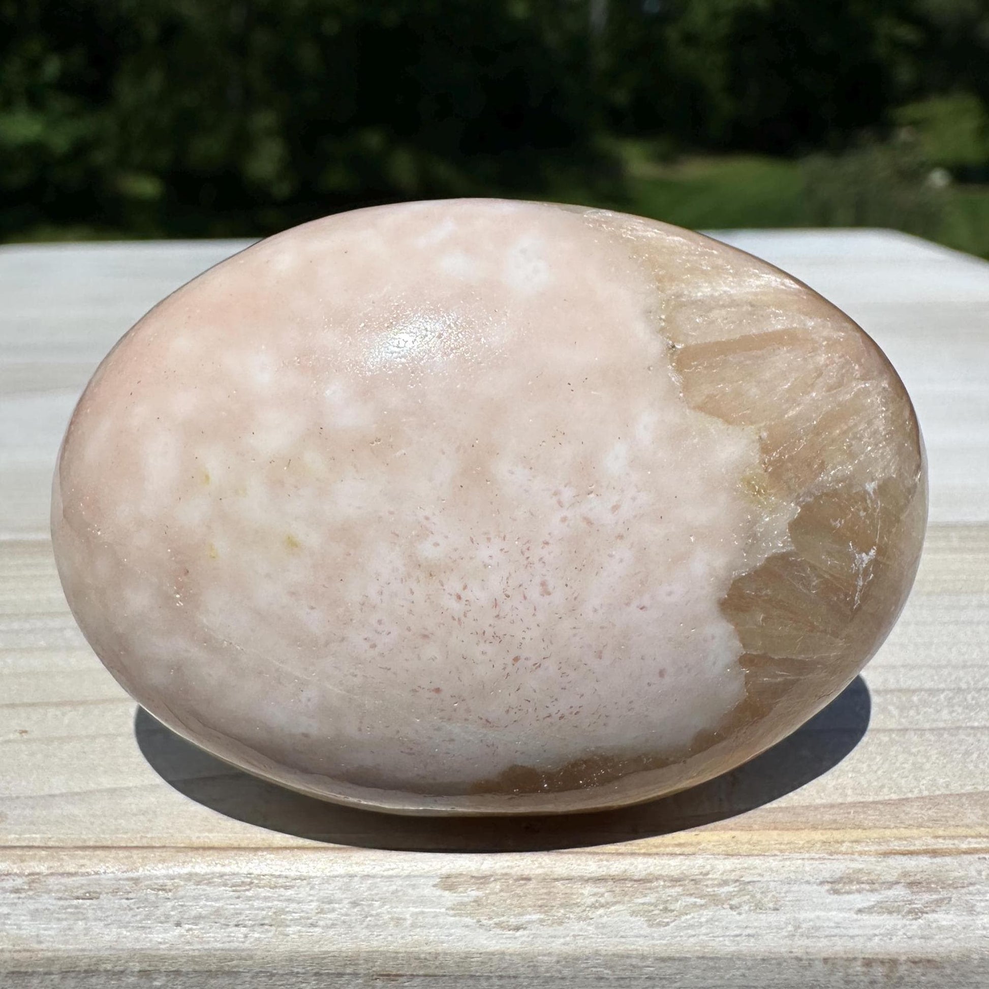Gorgeous Polished Scolecite with Stilbite Palm Stone - #2