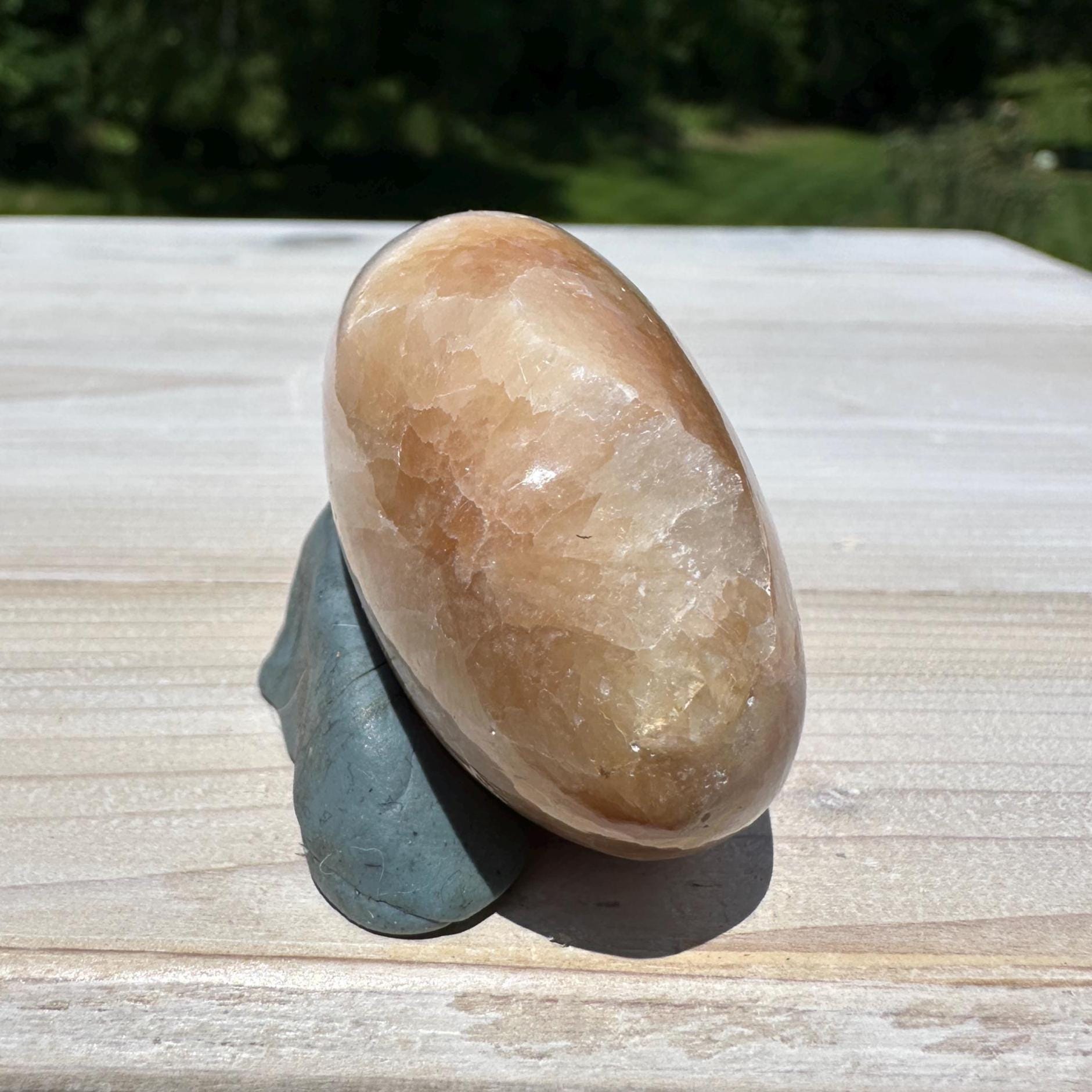 Gorgeous Polished Scolecite with Stilbite Palm Stone - #2